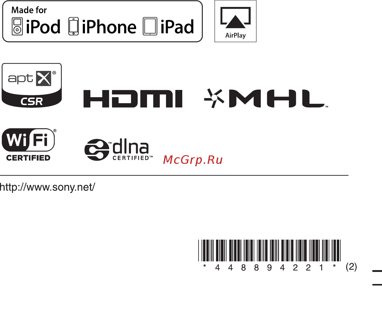 Sony 4K STR-DN850 Инструкция по эксплуатации онлайн [20/20] 227621