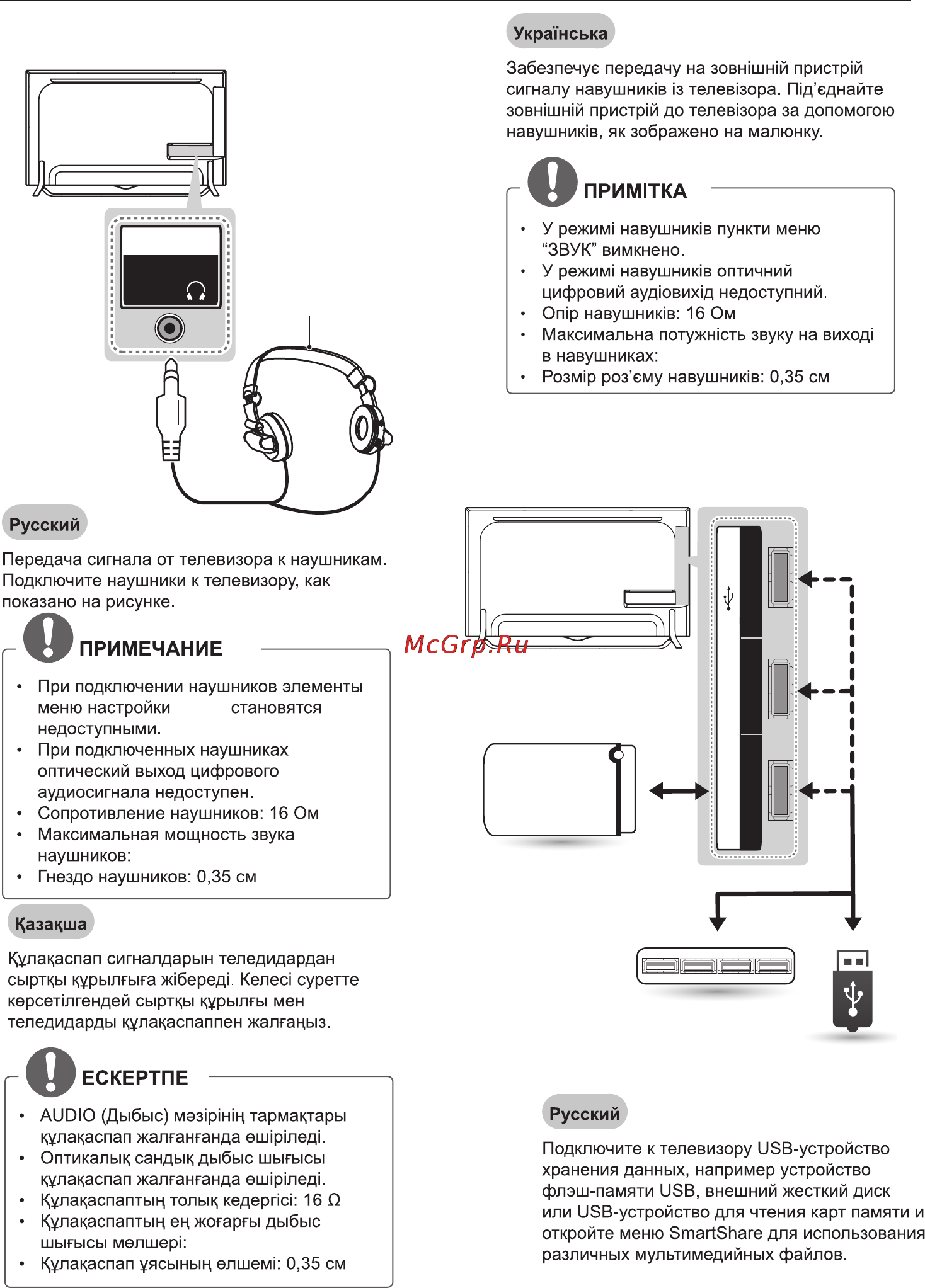 LG Ultra HD 65UB980V [16/54] Подключение наушников құлаққаптың қосуы підключення навушників