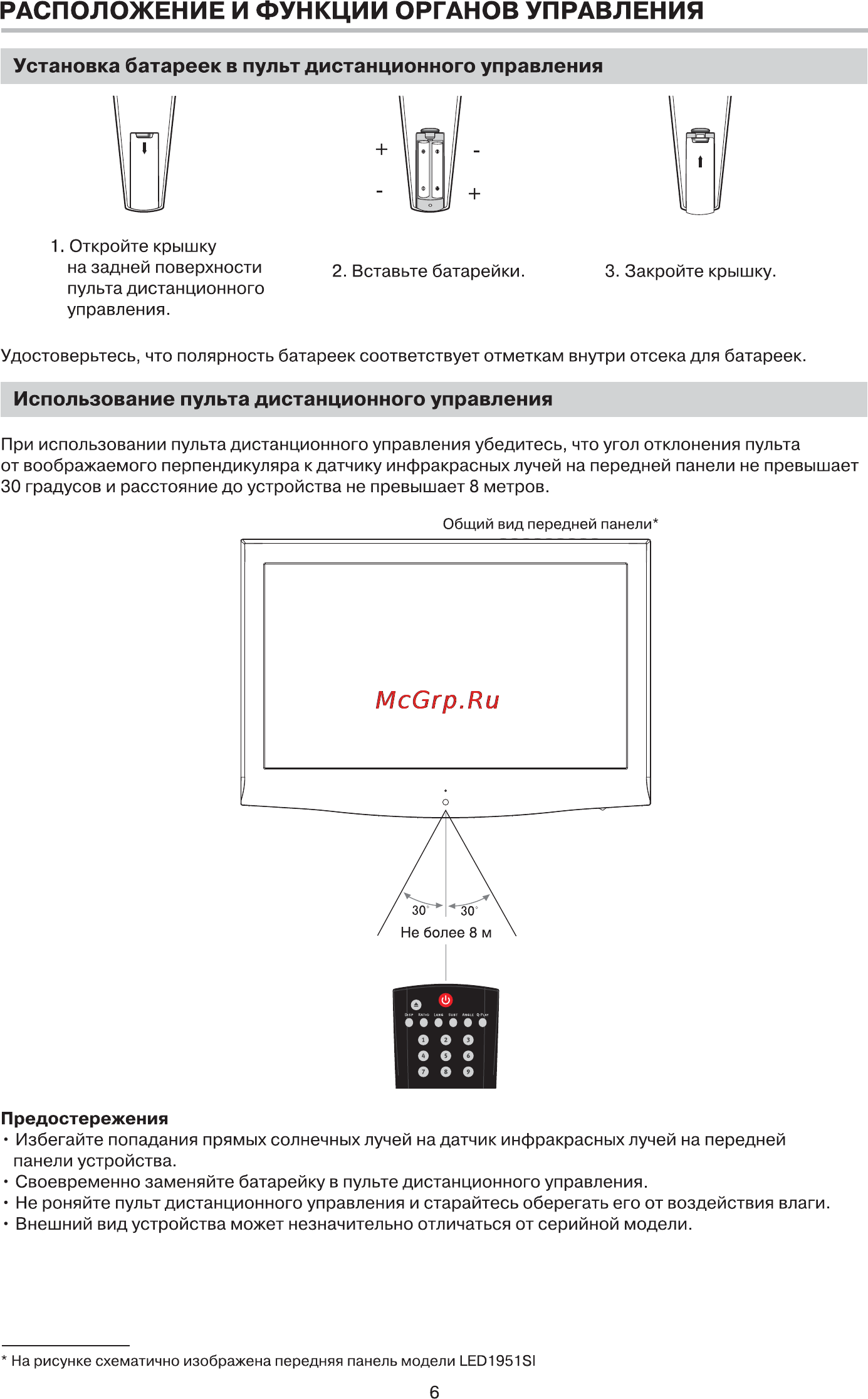 BBK LED2451HD [7/38] Использование пульта дистанционного управления