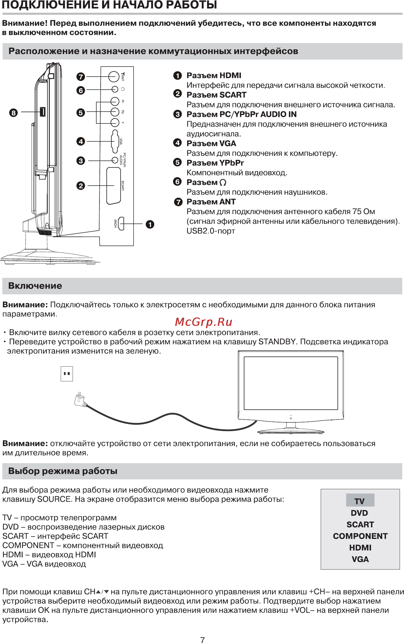 BBK LED2451HD [8/38] Включение
