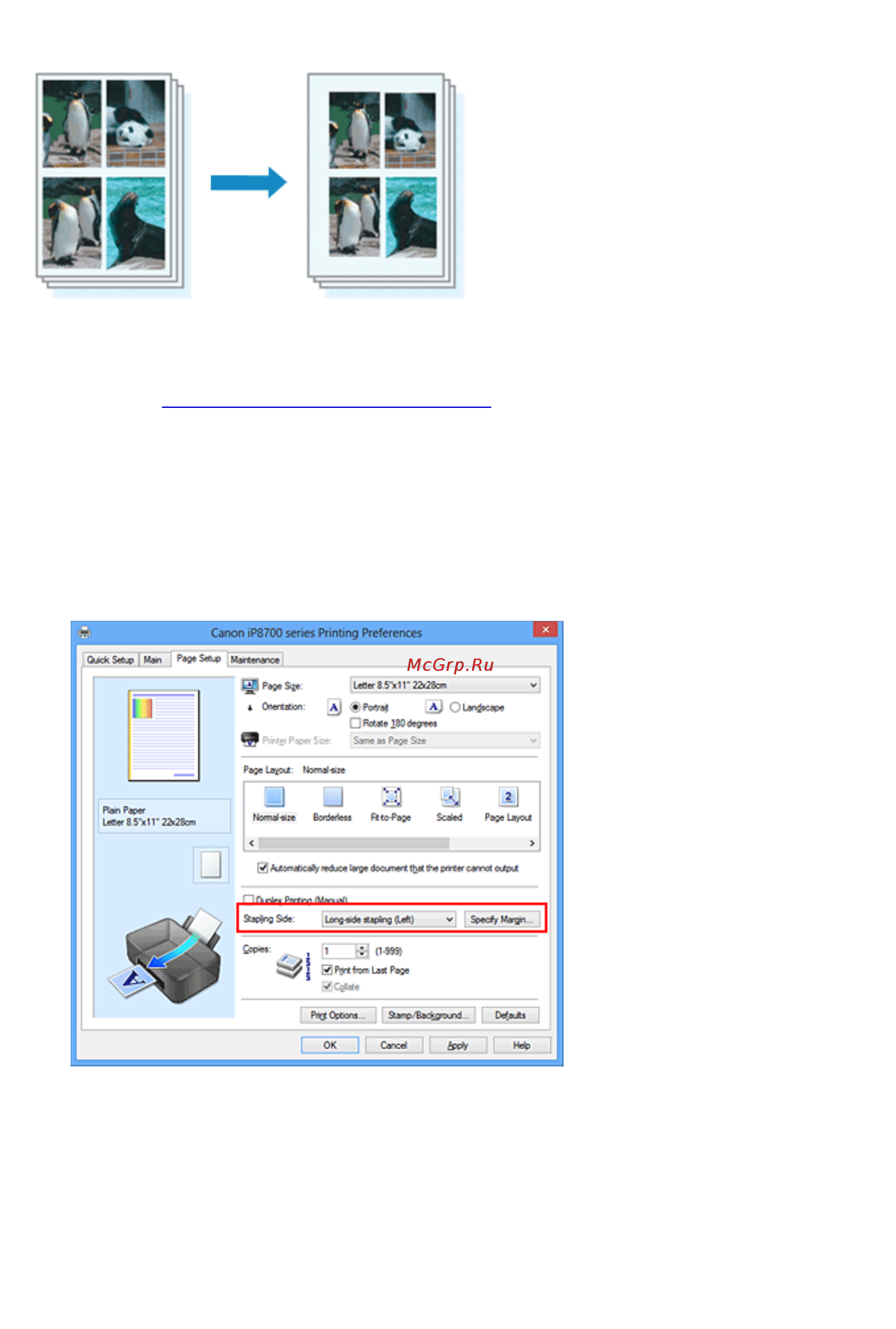 Canon PIXMA IP8740 [242/554] Настройка поля для переплета