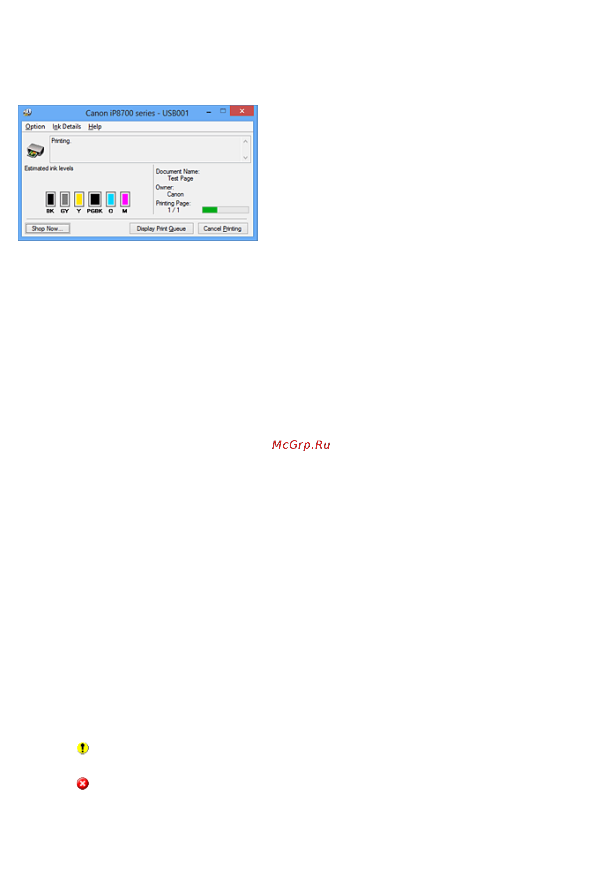 Canon PIXMA IP8740 [377/554] Описание функции монитор состояния canon ij