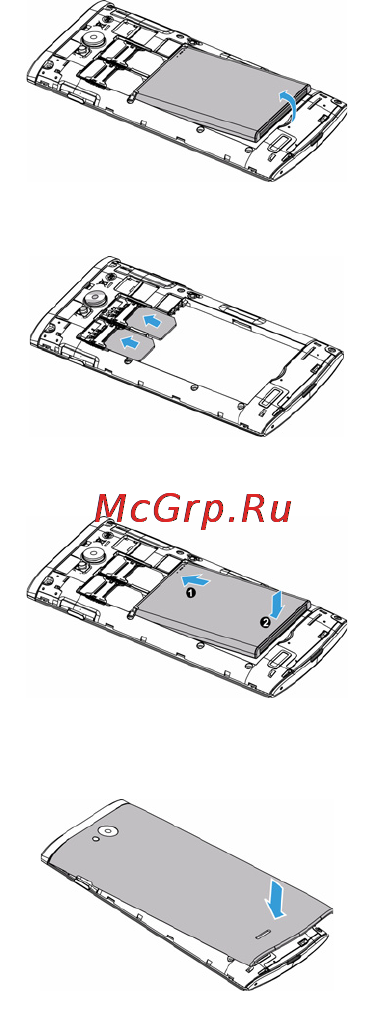 Philips S308 White [8/102] Вставьте аккумулятор
