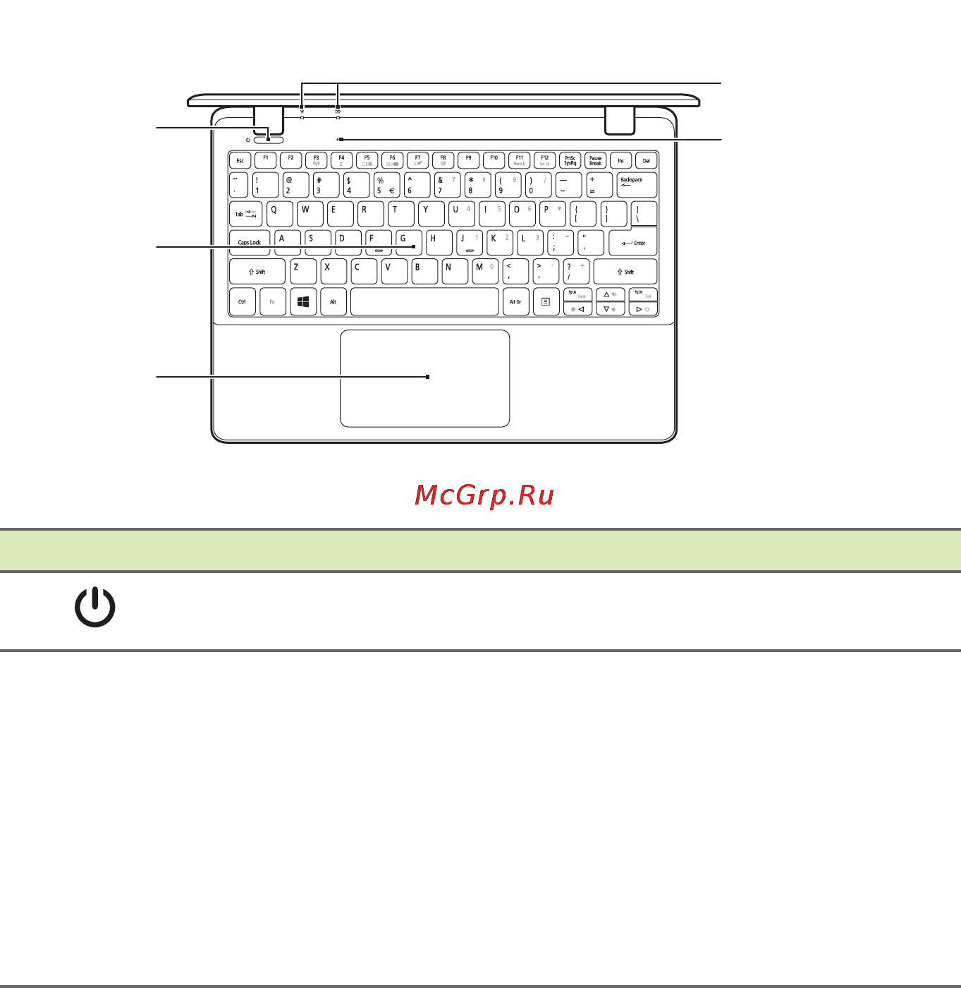 Acer Aspire E3-111-C8VG [10/95] Вид клавиатуры