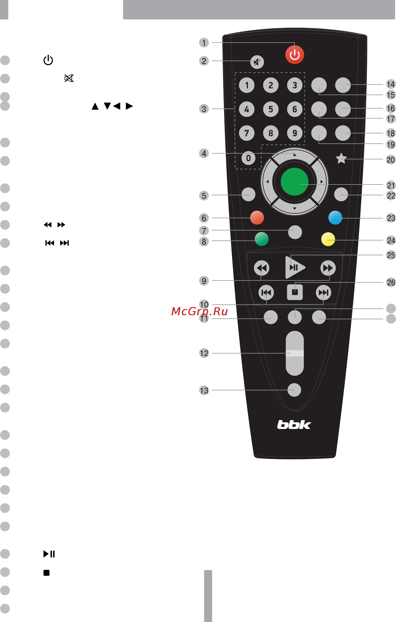 BBK SMP121HDT2 [5/20] Использование пульта дистанционного управления