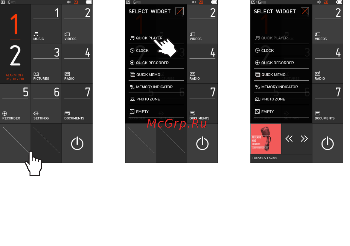 Cowon X9 32Gb White [13/23] Функция select widget