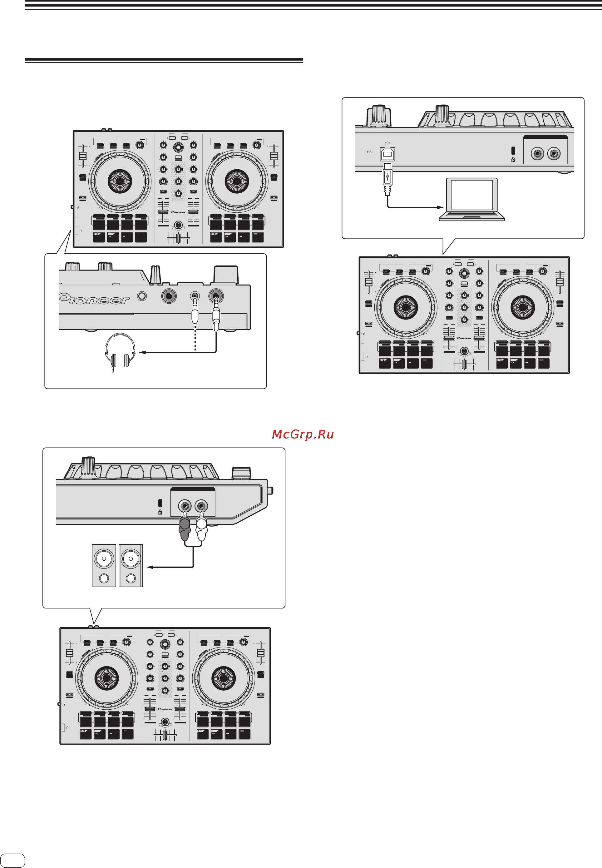 Pioneer DDJ-SB [10/23] Подключите наушники к одному из терминалов headphones