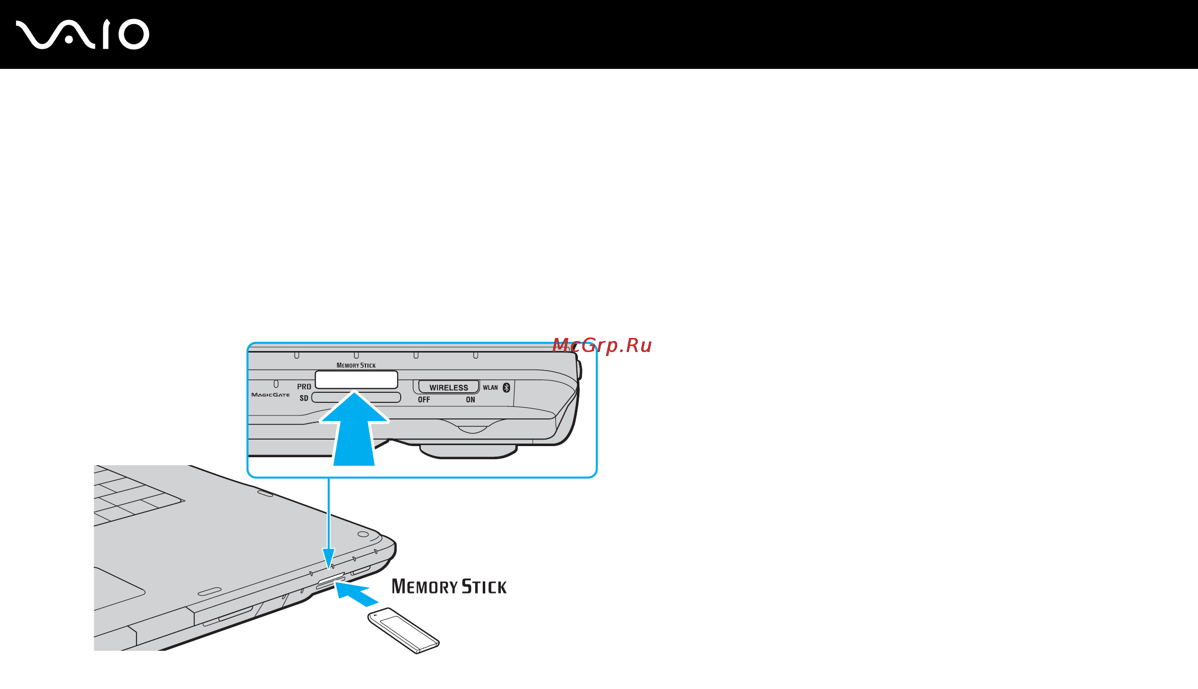 Sony VAIO VGN-AR51MR [66/200] Установка карты памяти memory stick