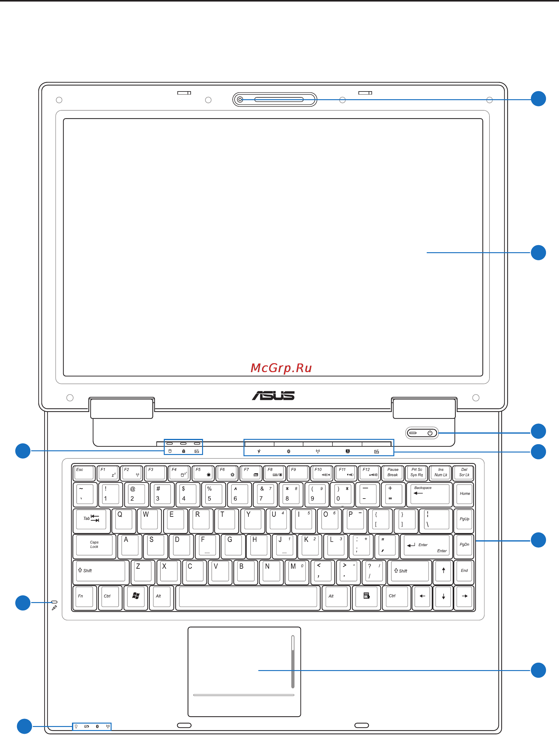 Asus X80L [12/70] Ерхняя сторона