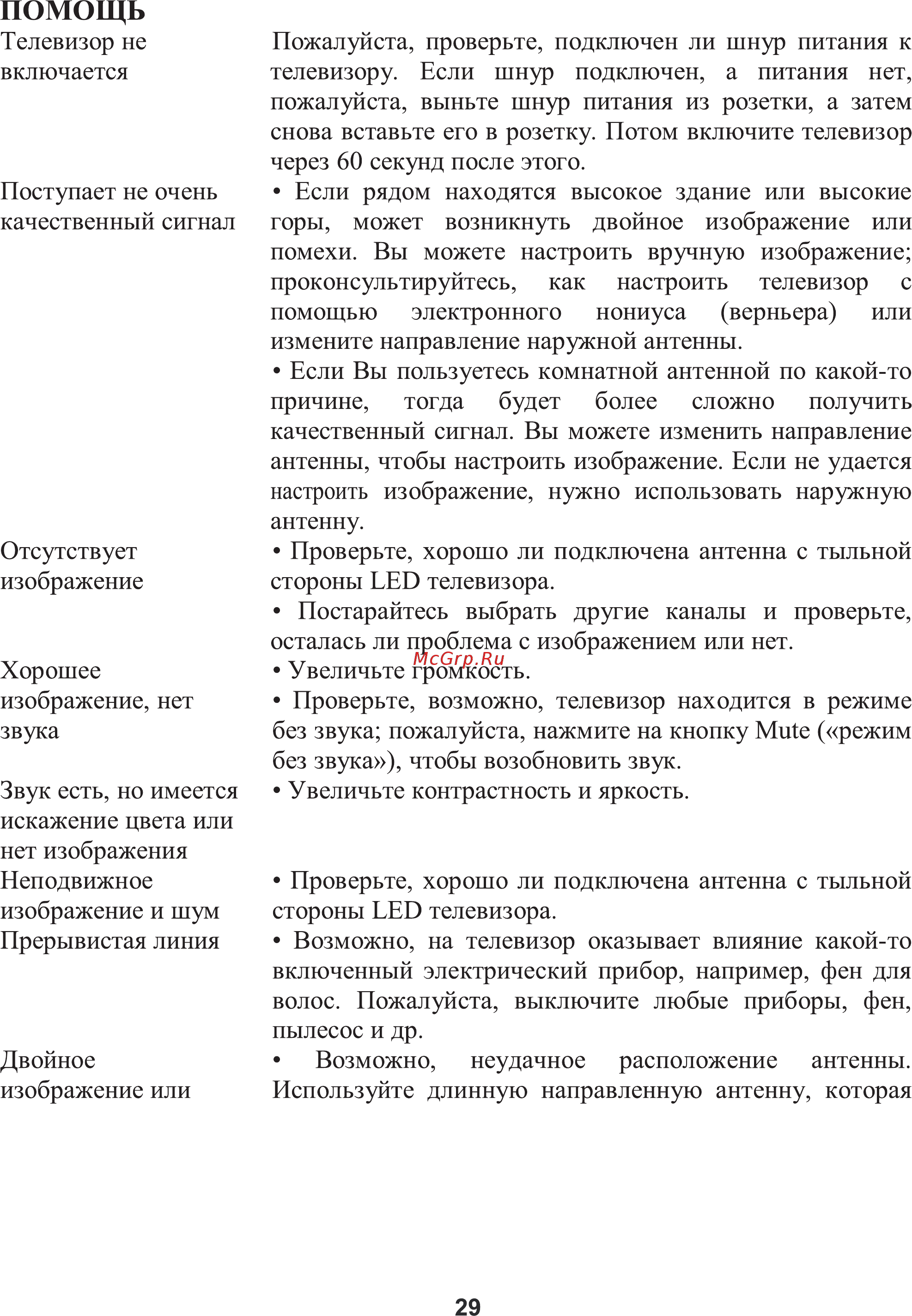 Erisson 24LEE16 [30/33] Помощь