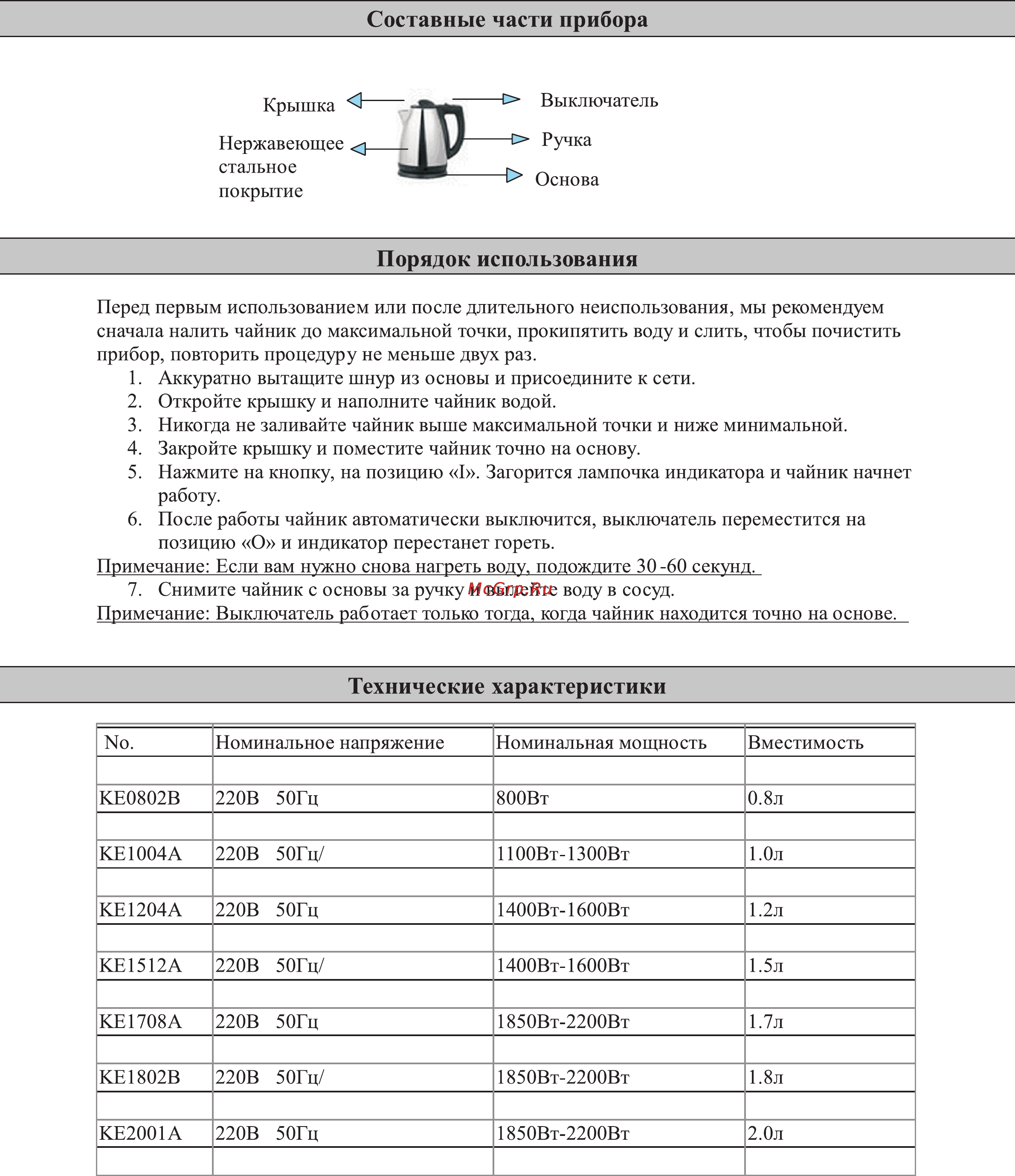 Erisson KE-2020A [3/3] Порядок использования