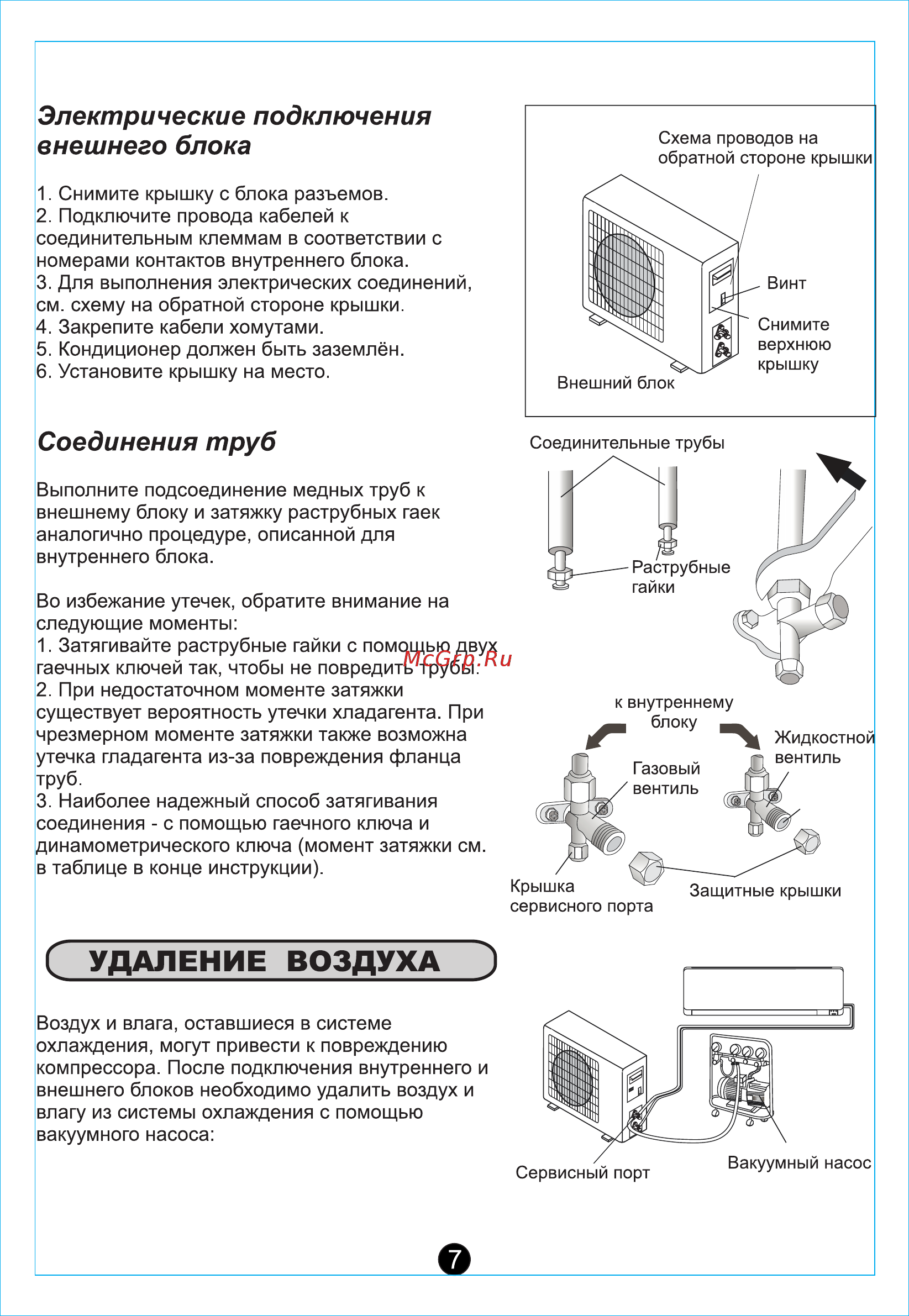 Erisson EC-S12T1 [8/11] Электрические подключения внешнего блока