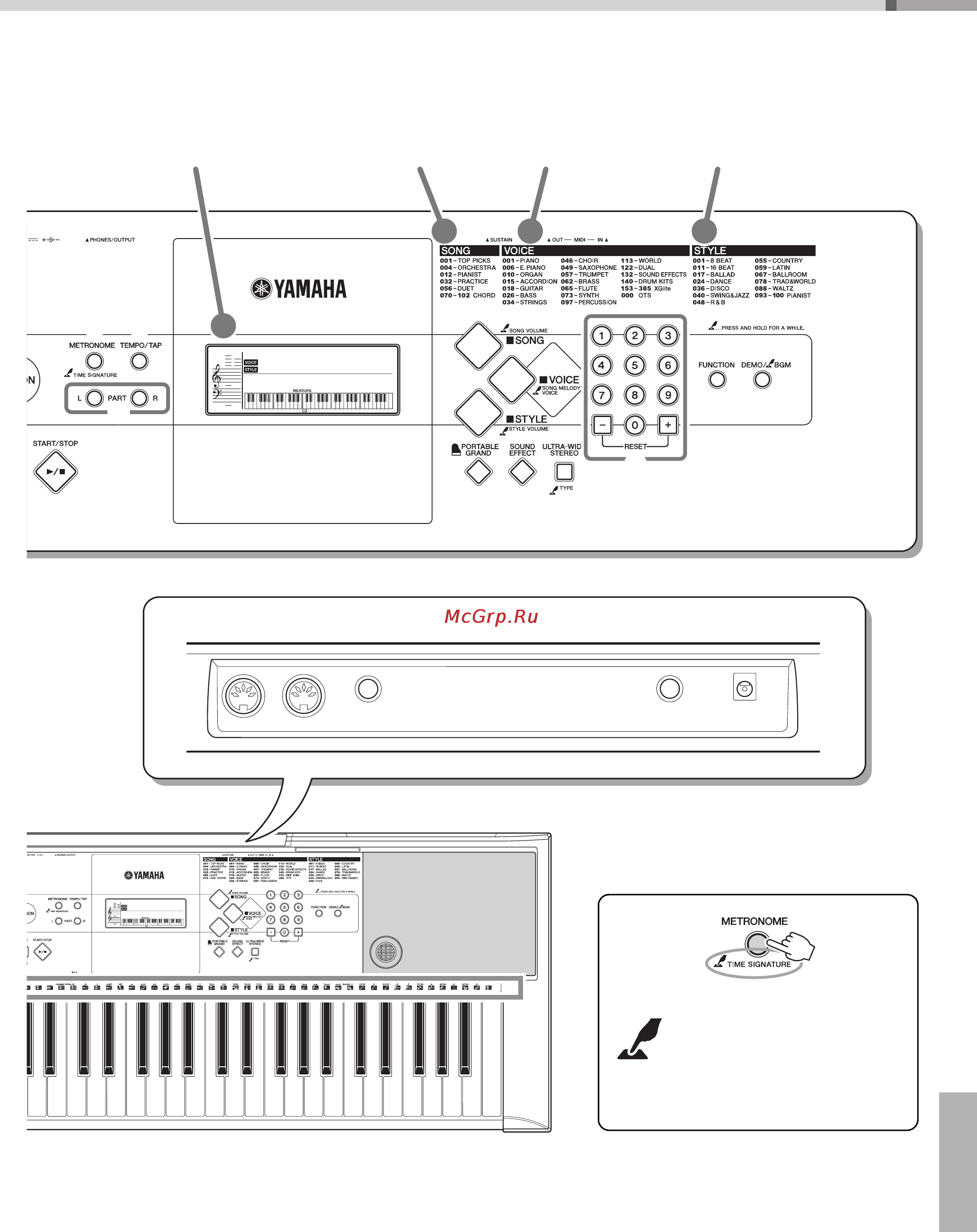 Yamaha PSR-E233 [11/50] Панель управления и разъемы