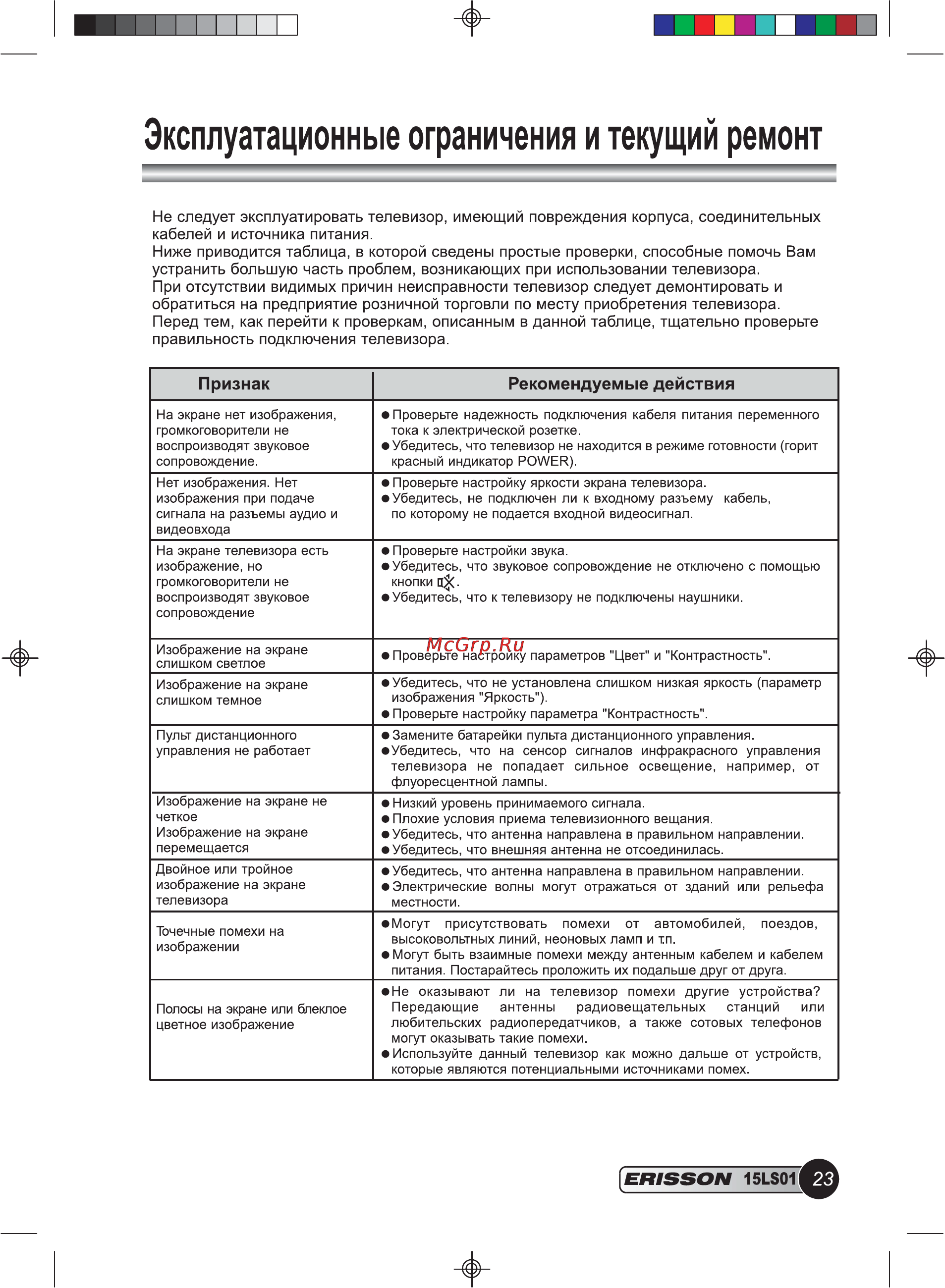 Erisson 15LS01 Инструкция по эксплуатации онлайн [25/28] 103446