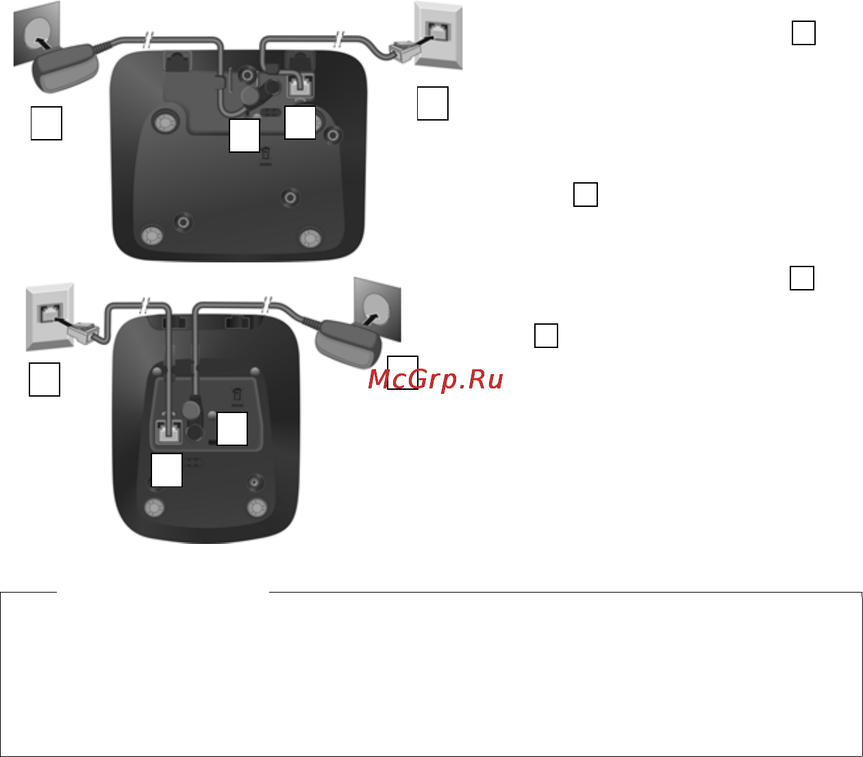 Gigaset C530 A Black [9/87] Подключение базового блока к телефонной и электрической сетям