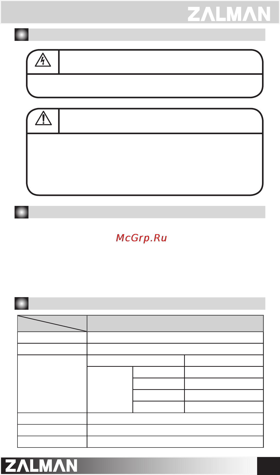 Zalman ZM-MFC1 Combo [2/7] Speciﬁcations