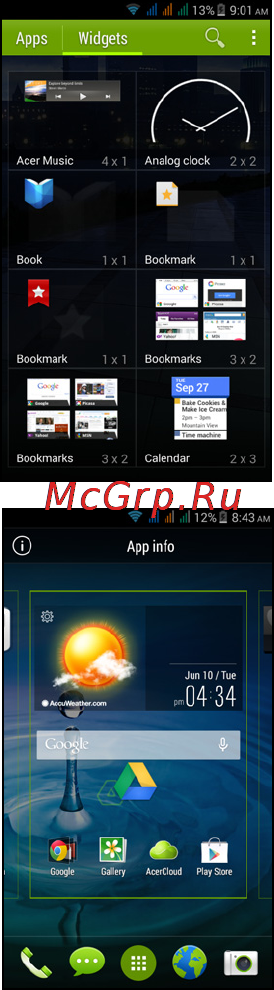 Acer Liquid E700 (E39 HM.HF9EE.003) [18/90] Добавление и удаление ярлыков и виджетов
