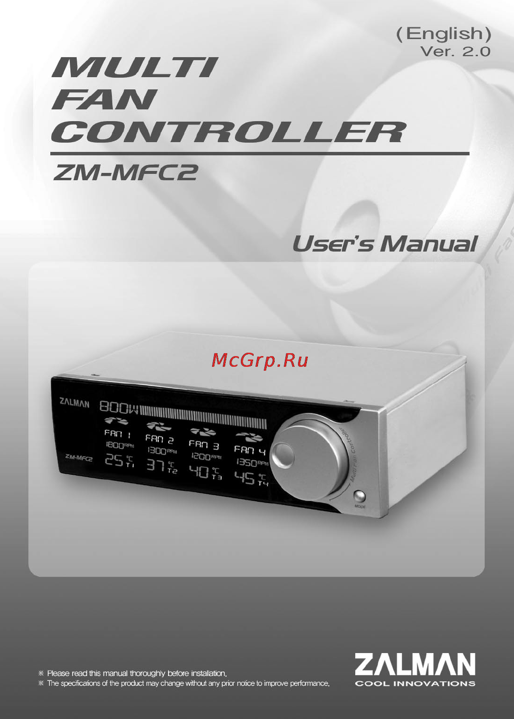 Zalman ZM-MFC2 Инструкция по эксплуатации онлайн