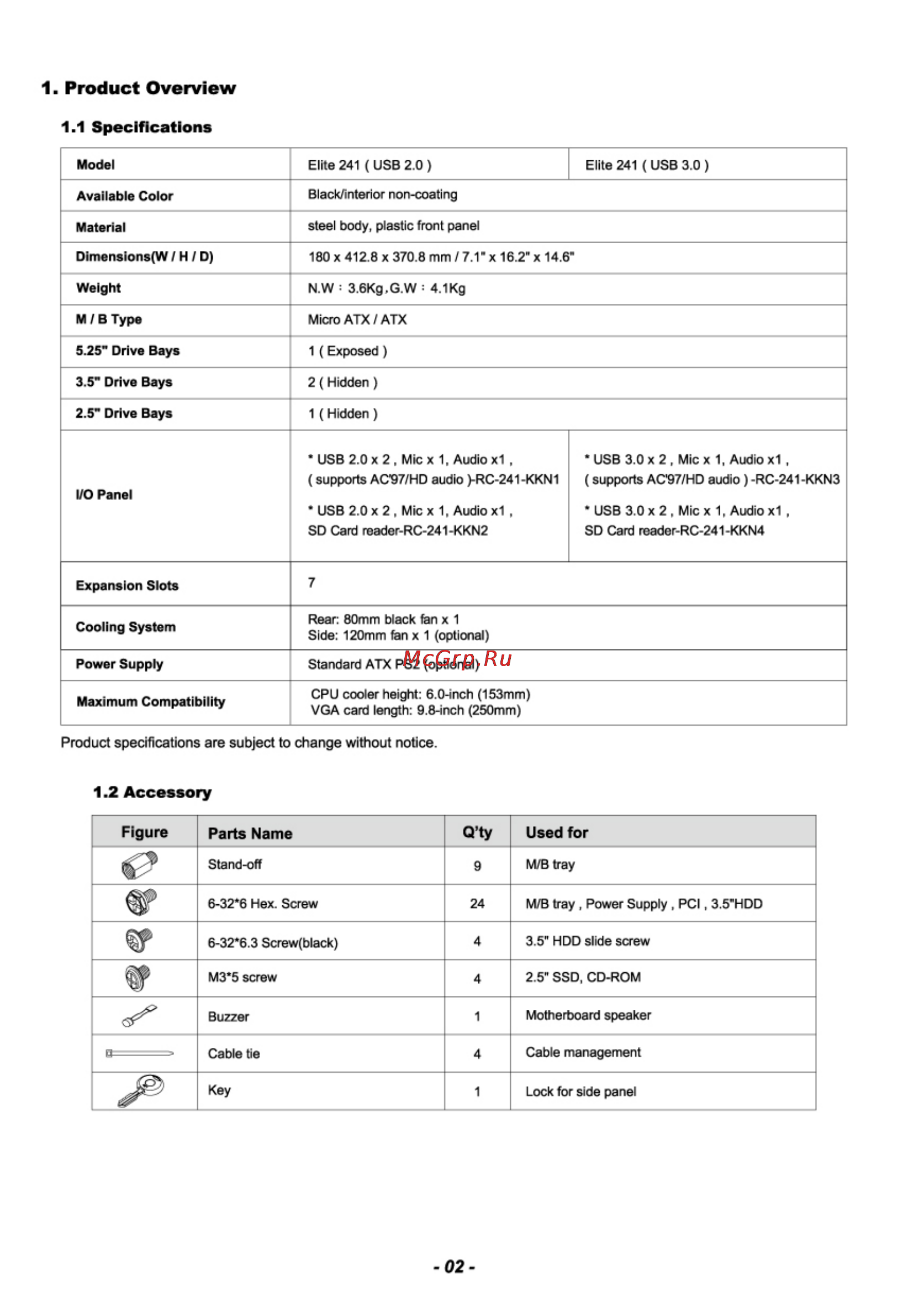 Cooler Master Elite 241 - USB 3 [3/9] Figure parts name