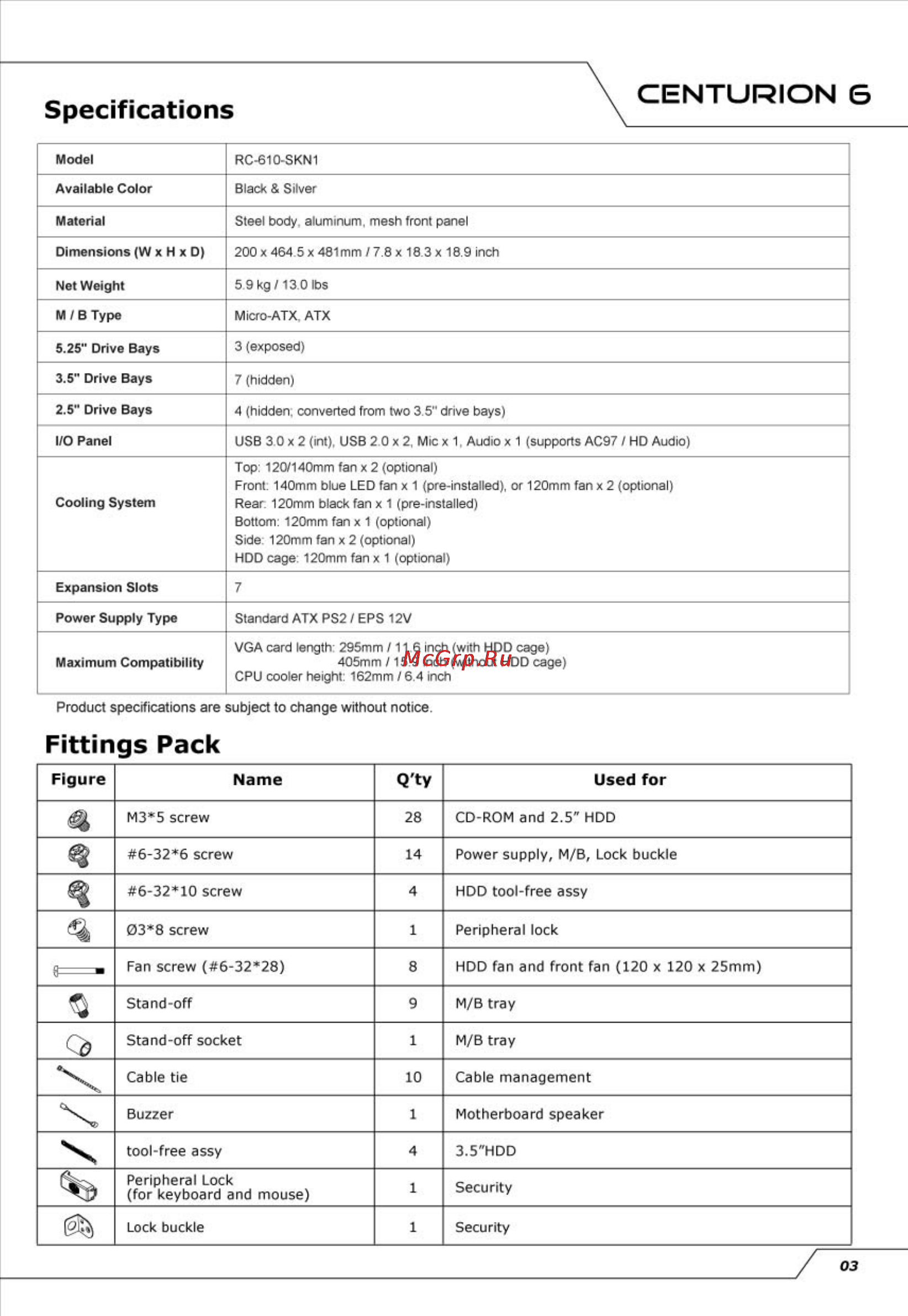 Cooler Master Centurion 6 [3/20] Cooling system