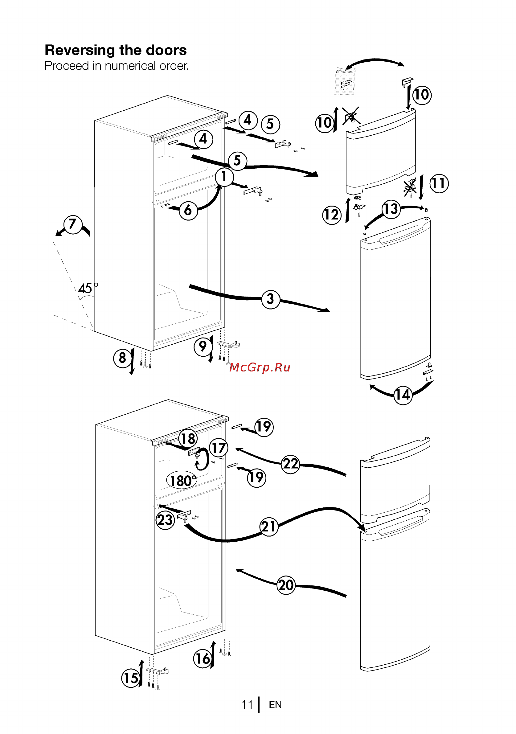 Beko DSE25006S [12/40] Reversing the doors