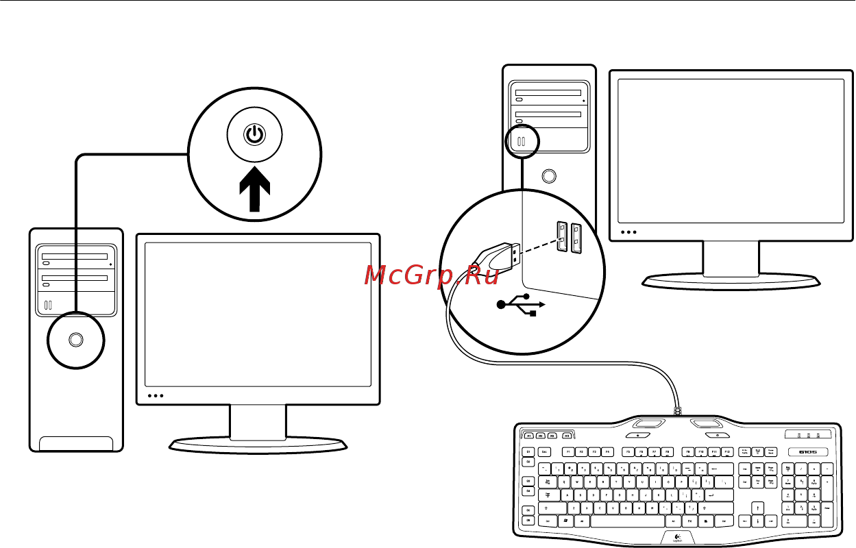 Logitech G105 Инструкция по эксплуатации онлайн [2/7] 106034