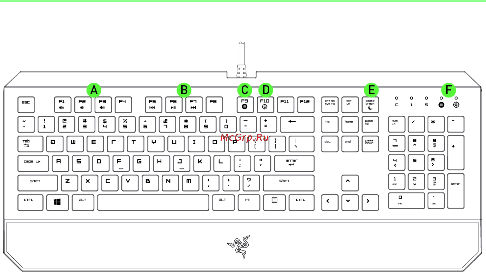 Razer DeathStalker Essential 2014 (RZ03-01060200-R3R1) [5/25] Схема устройства