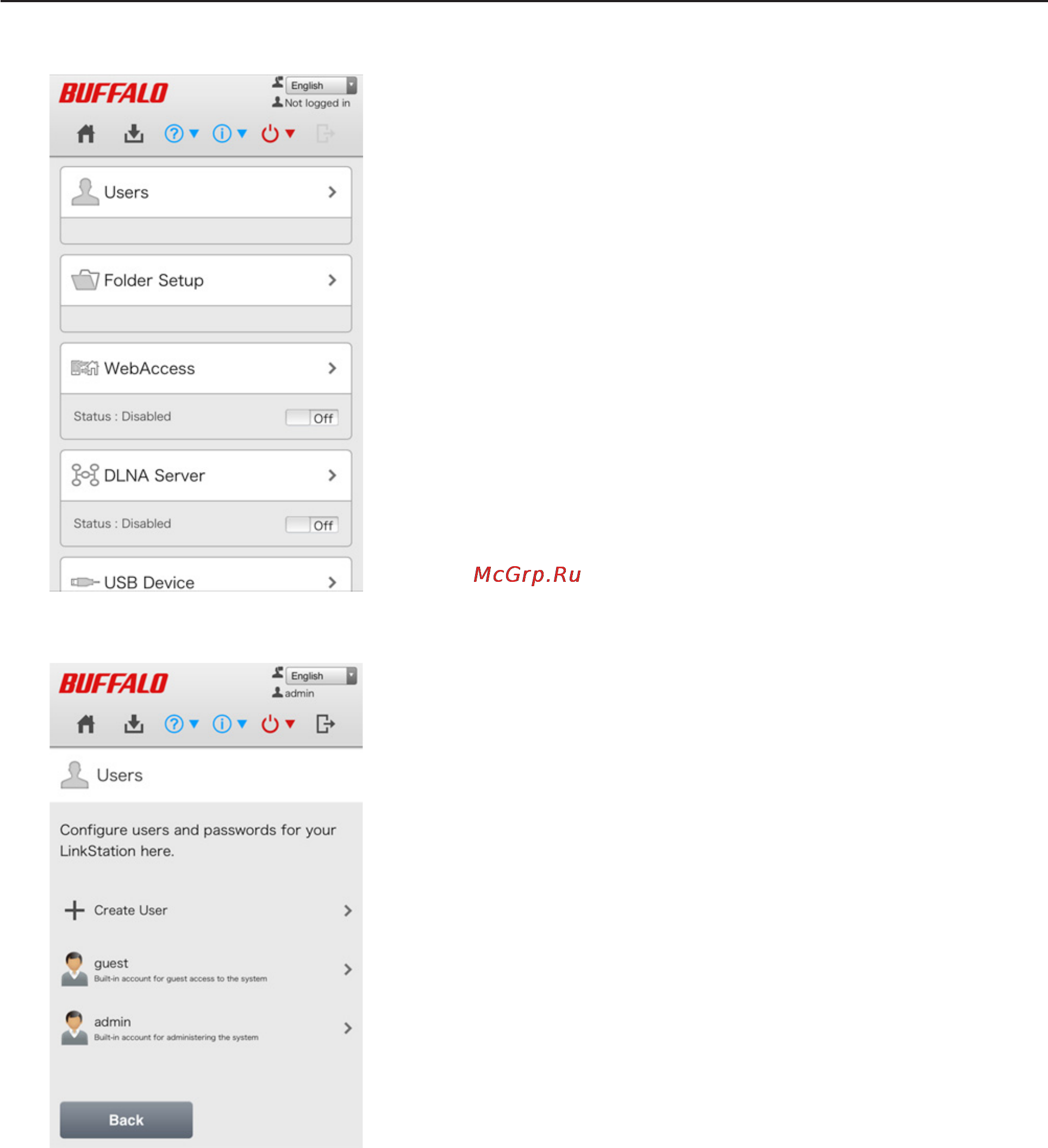 Buffalo LS441D1604-EU [23/105] Configuration from a mobile device