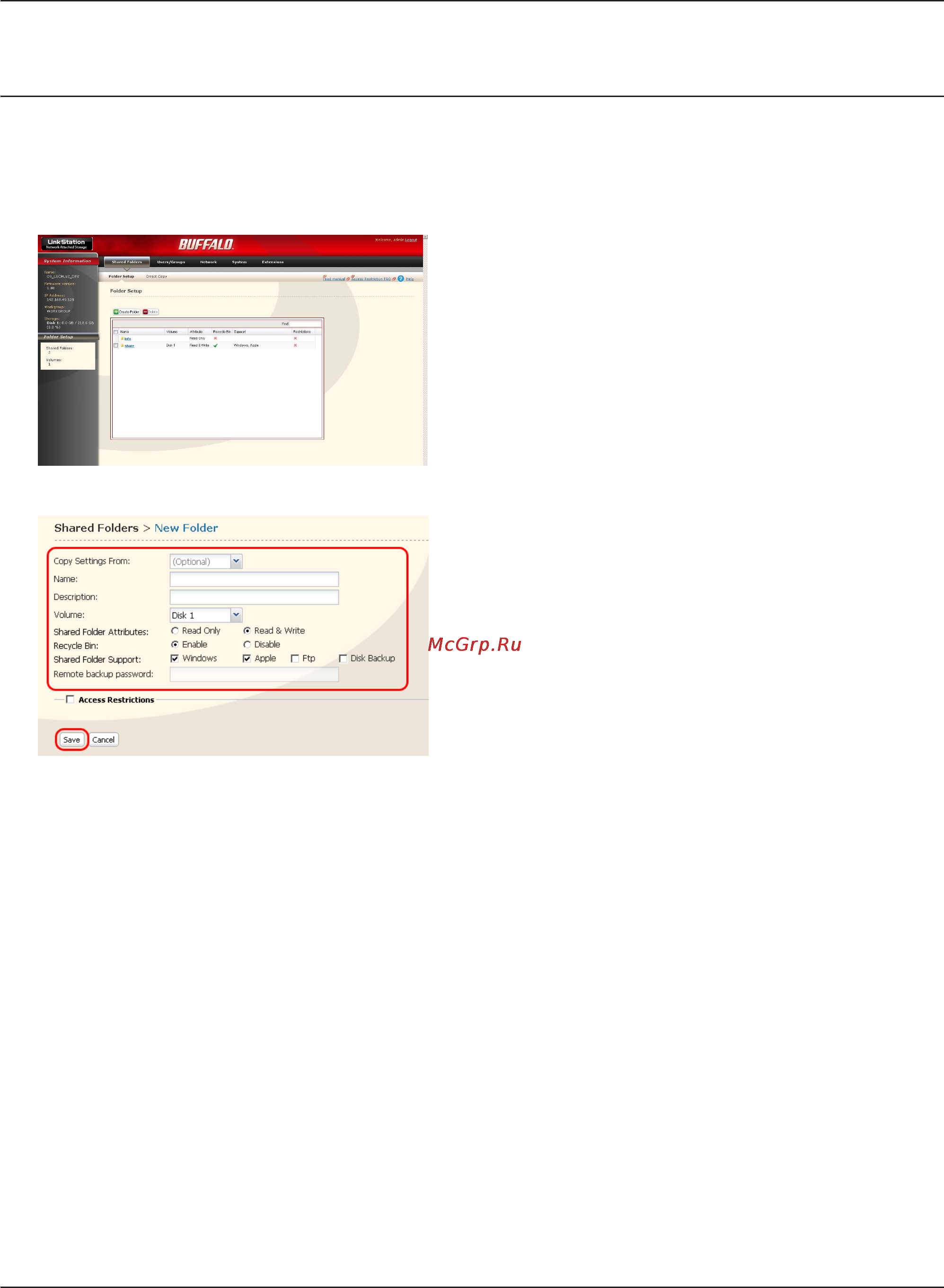 Buffalo LS-WSX1.0TLR1EU [23/92] Add a shared folder