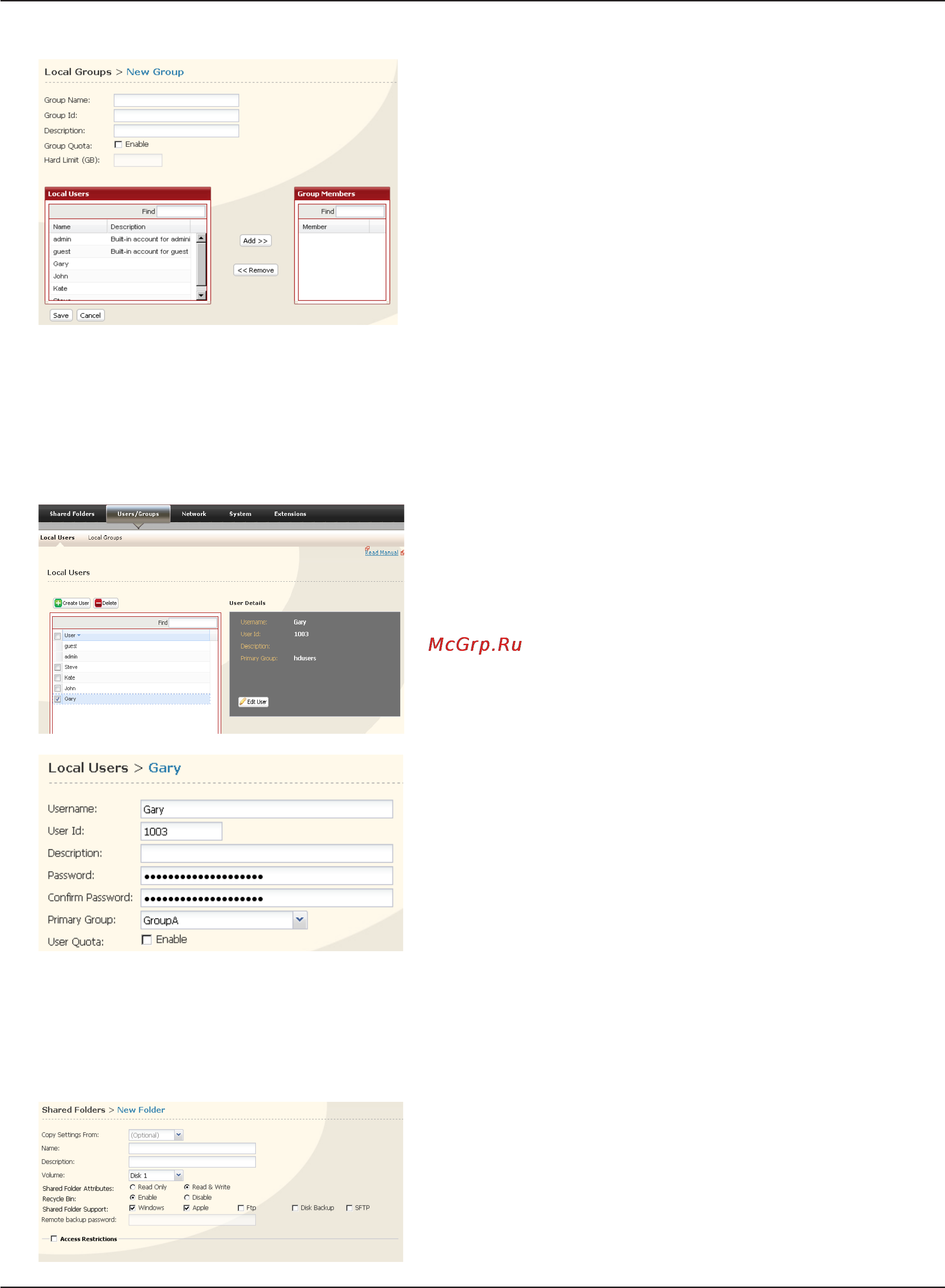 Buffalo LS-QV8.0TL/R5-EU [46/197] Нажмите users groups пользователи группы