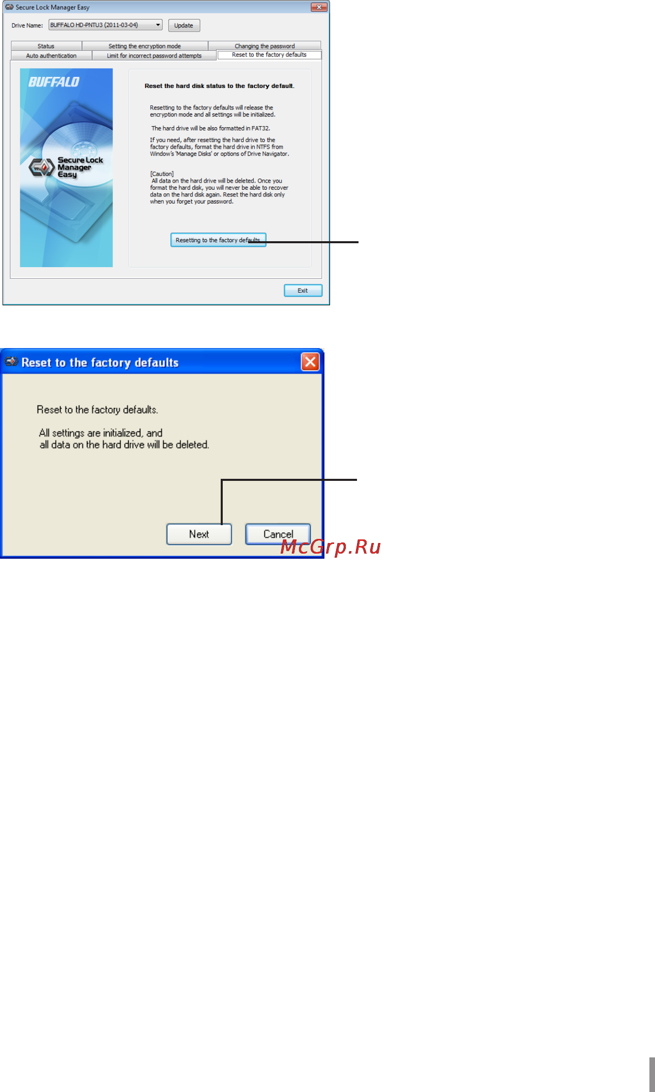 Buffalo HD-PNT1.0U3BR-EU [85/154] При отображении сообщения the hard disk status is now reset to the factory