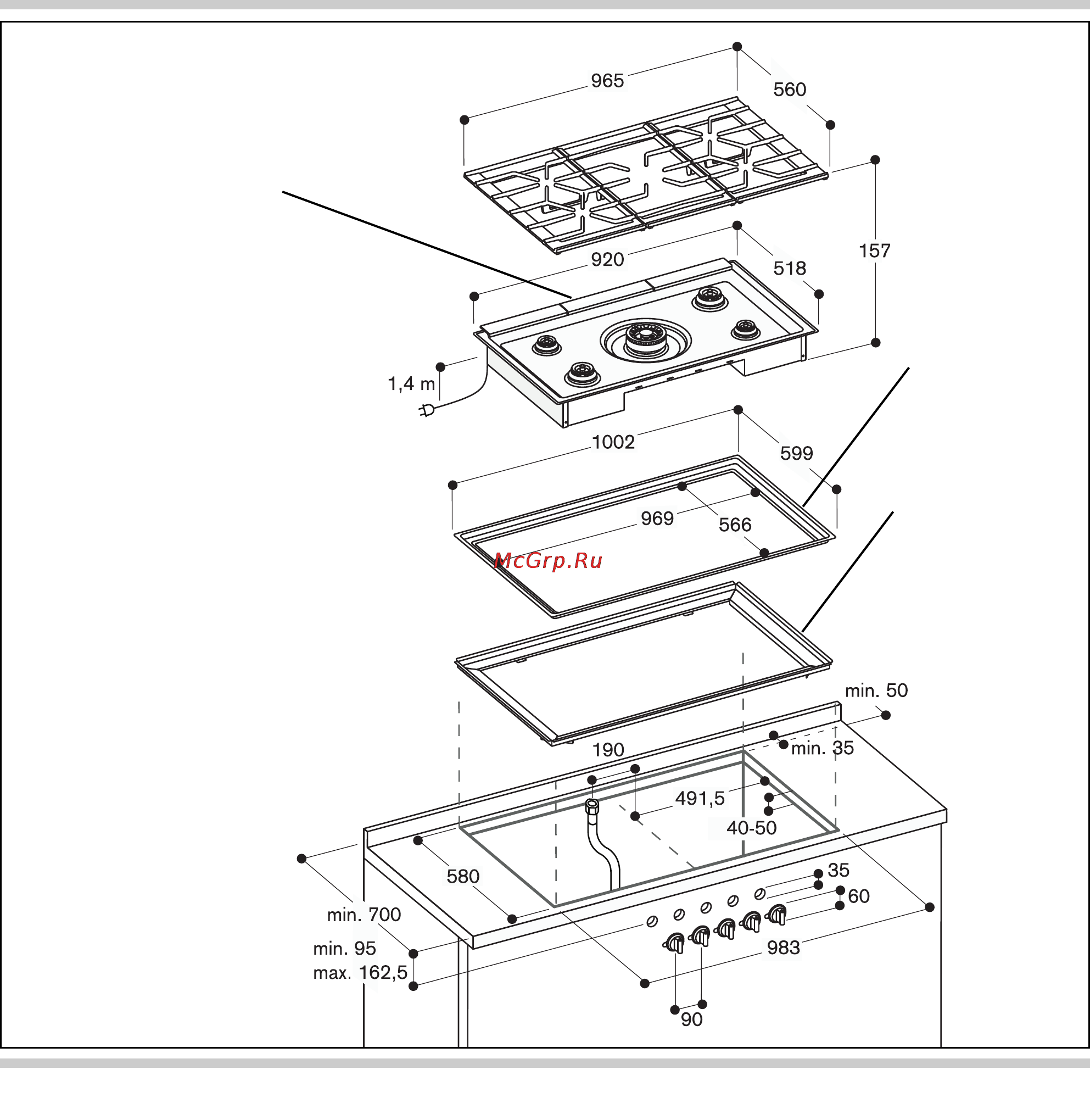 Gaggenau CG 492 [39/48] Misure di incasso