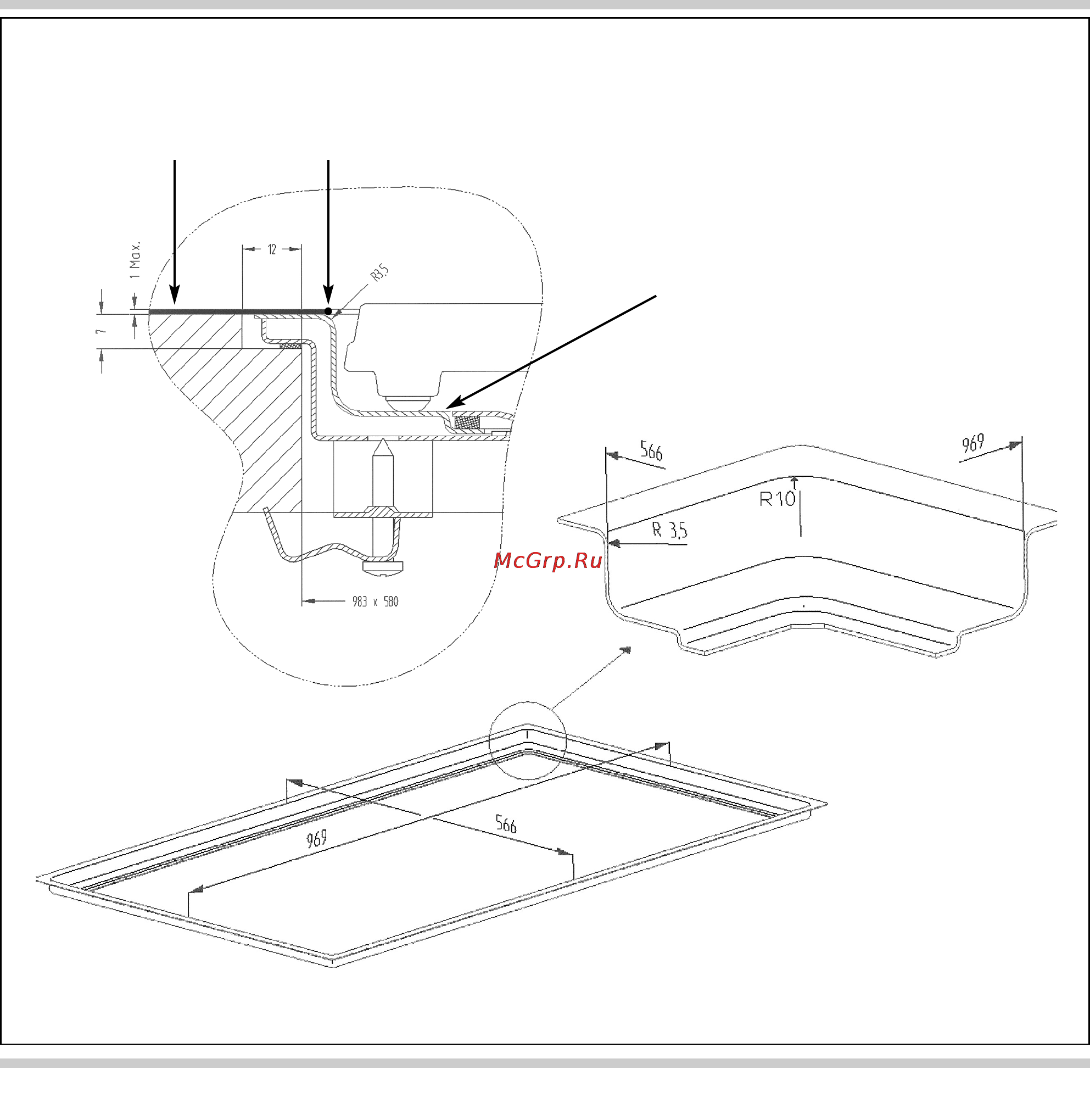 Gaggenau CG 492 [40/48] Note per il montaggio in piani di lavoro di acciaio inox