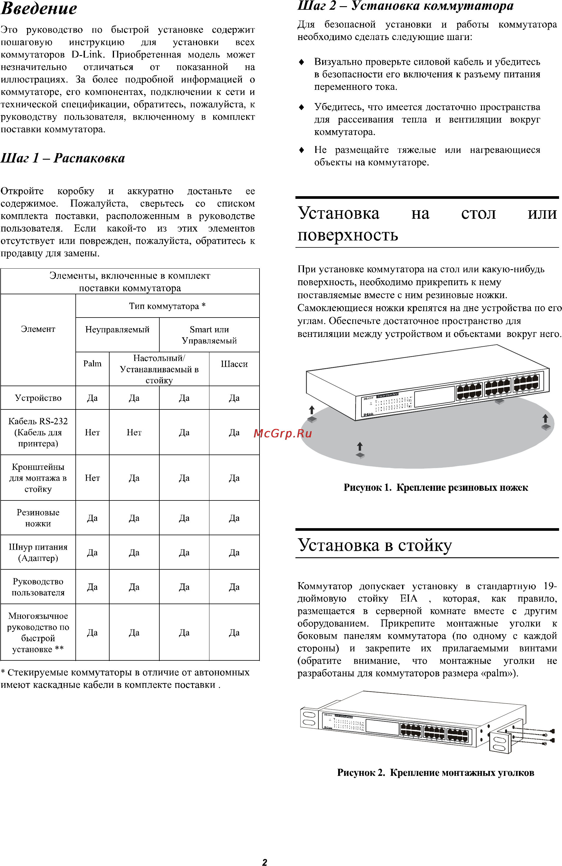 D-Link DES-1228 ME [2/4] Шаг 2 установка коммутатора