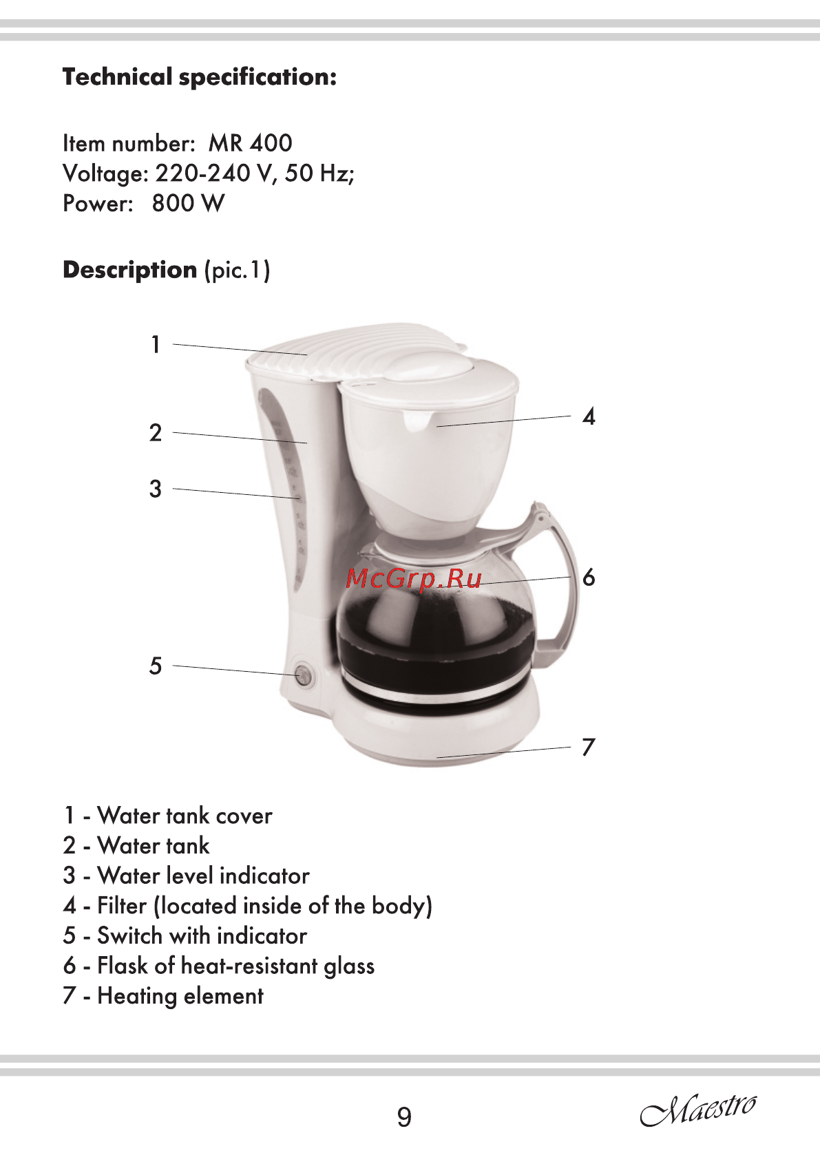 Maestro MR400 [9/12] Description