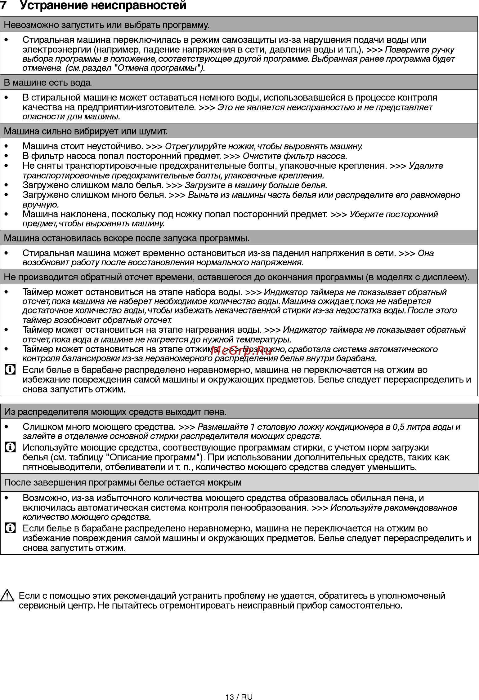 Beko MVB 69001 Y [13/20] Устранение неисправностей