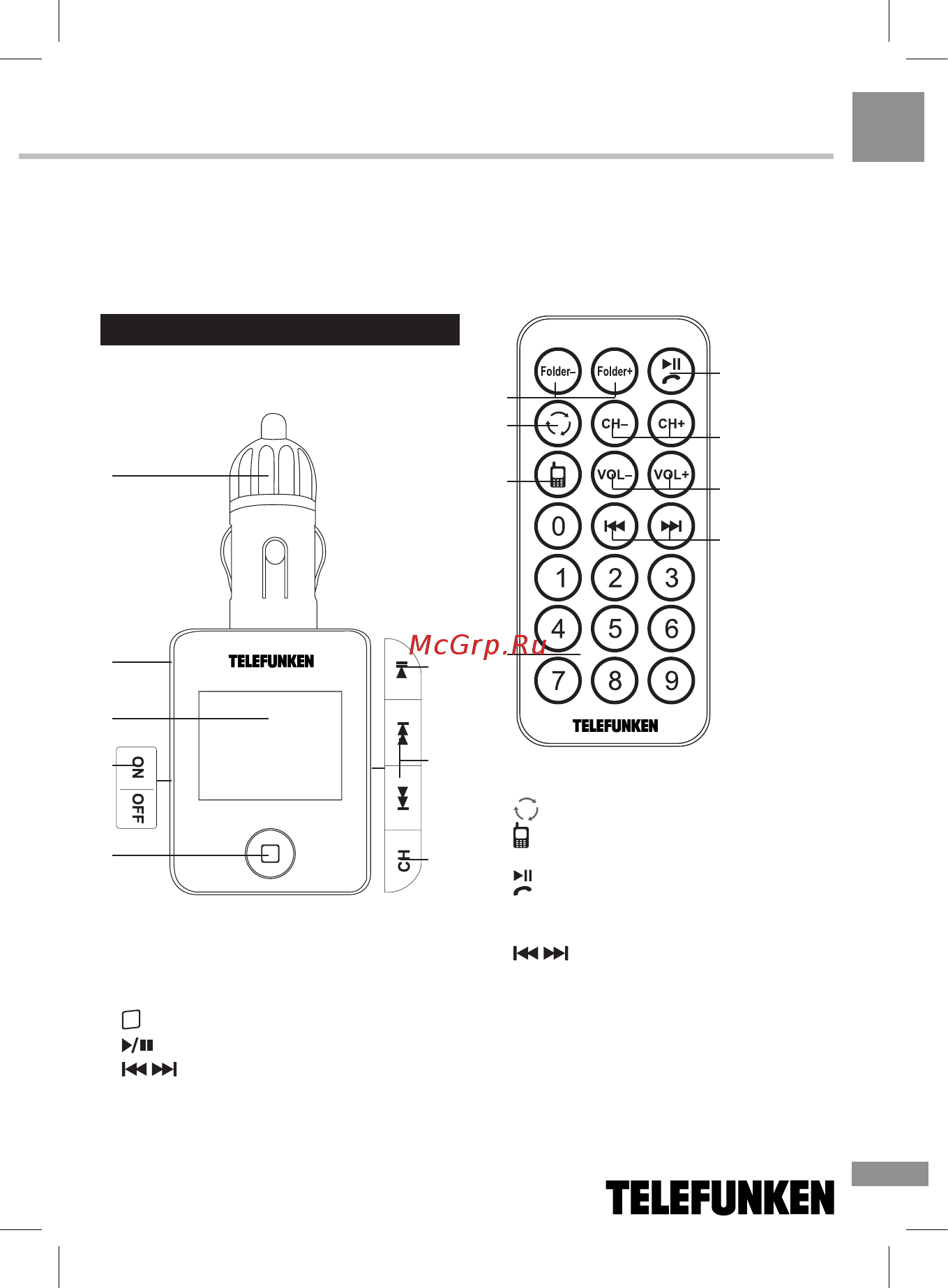 Telefunken TF-FMT19BT [3/15] Instruction manual