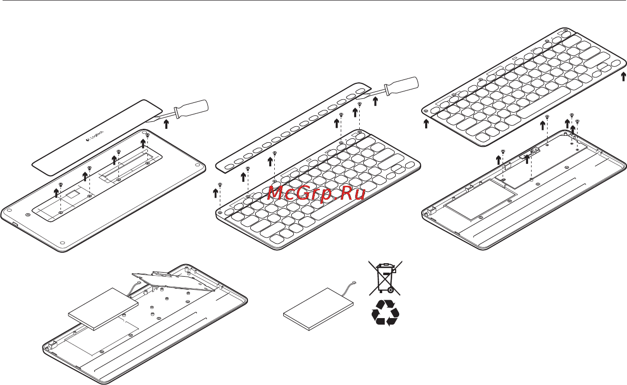 Logitech K810 (920-004322) [11/14] Утилизация аккумулятора по окончании срока службы продукта
