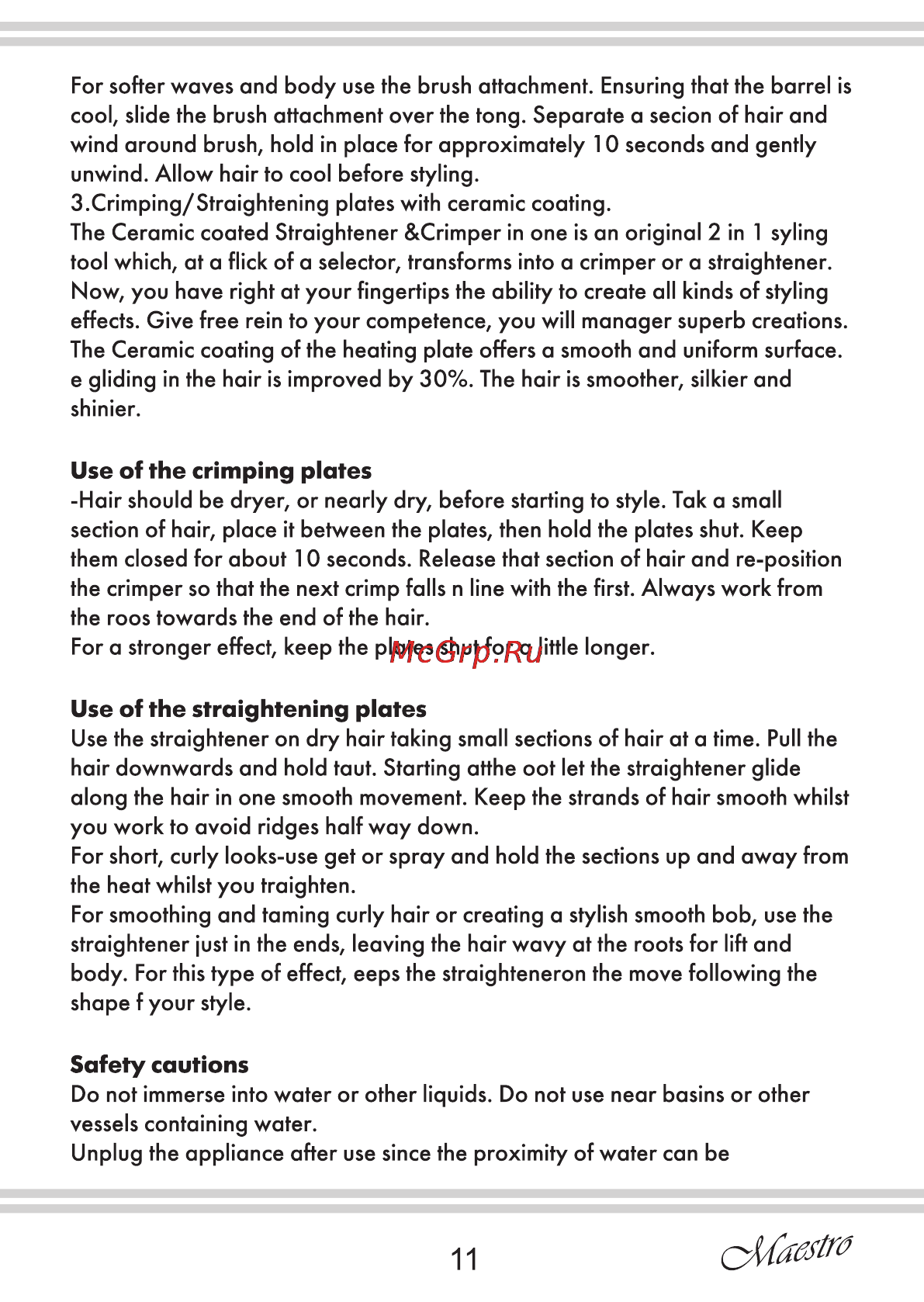 Maestro MR255 [11/12] Safety cautions