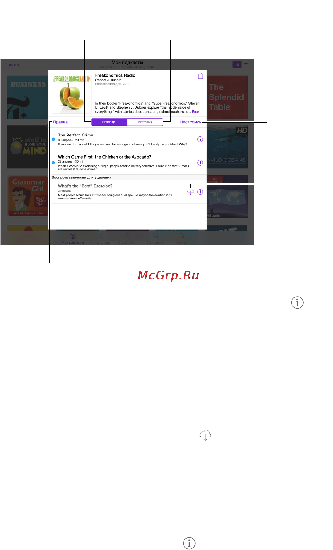 Apple iPad mini 3 128GB Wi-Fi+Cellular Silver (MGJ32) [139/191] Выбор подкастов и выпусков