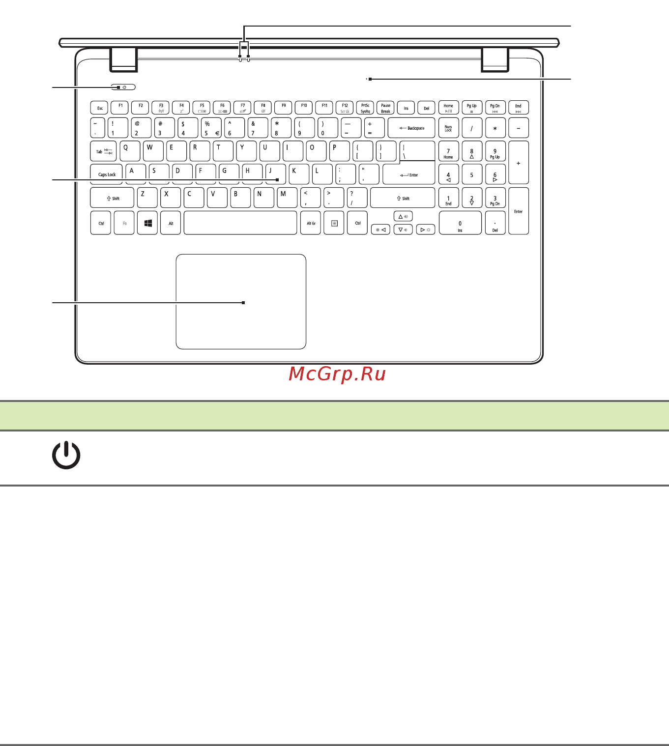 Acer ES1-331-C1KO (NX.G13ER.004) [10/95] Вид клавиатуры