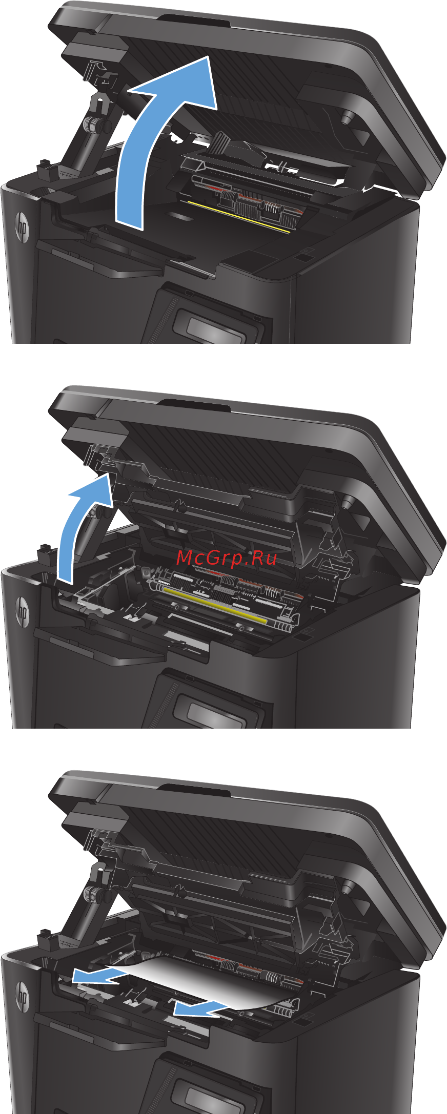 HP LaserJet Pro MFP M125r [100/138] Устранение замятий в выходном лотке