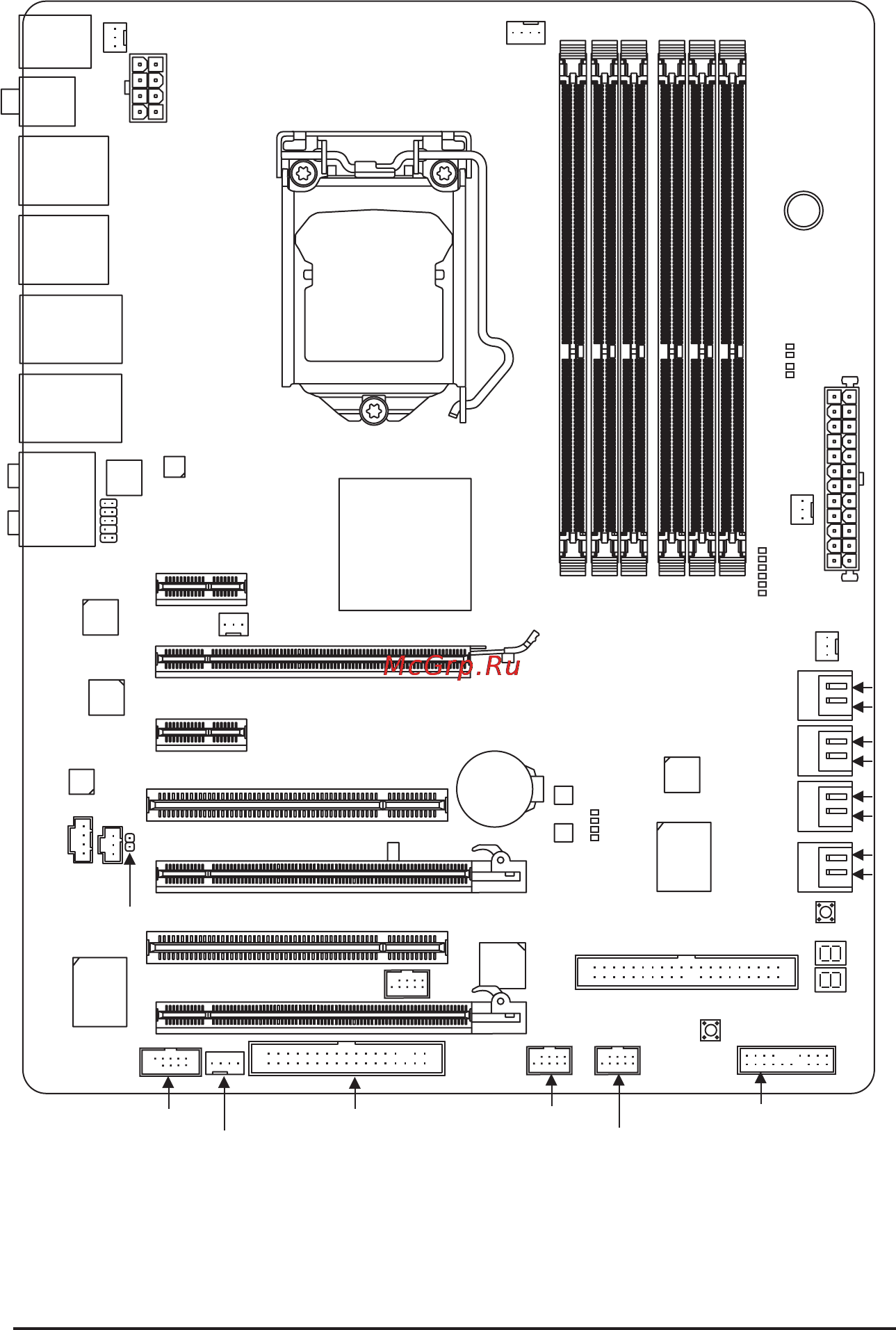 Gigabyte GA-P55A-UD6  (REV. 1.0) [7/144] Ga p55a ud6 motherboard layout