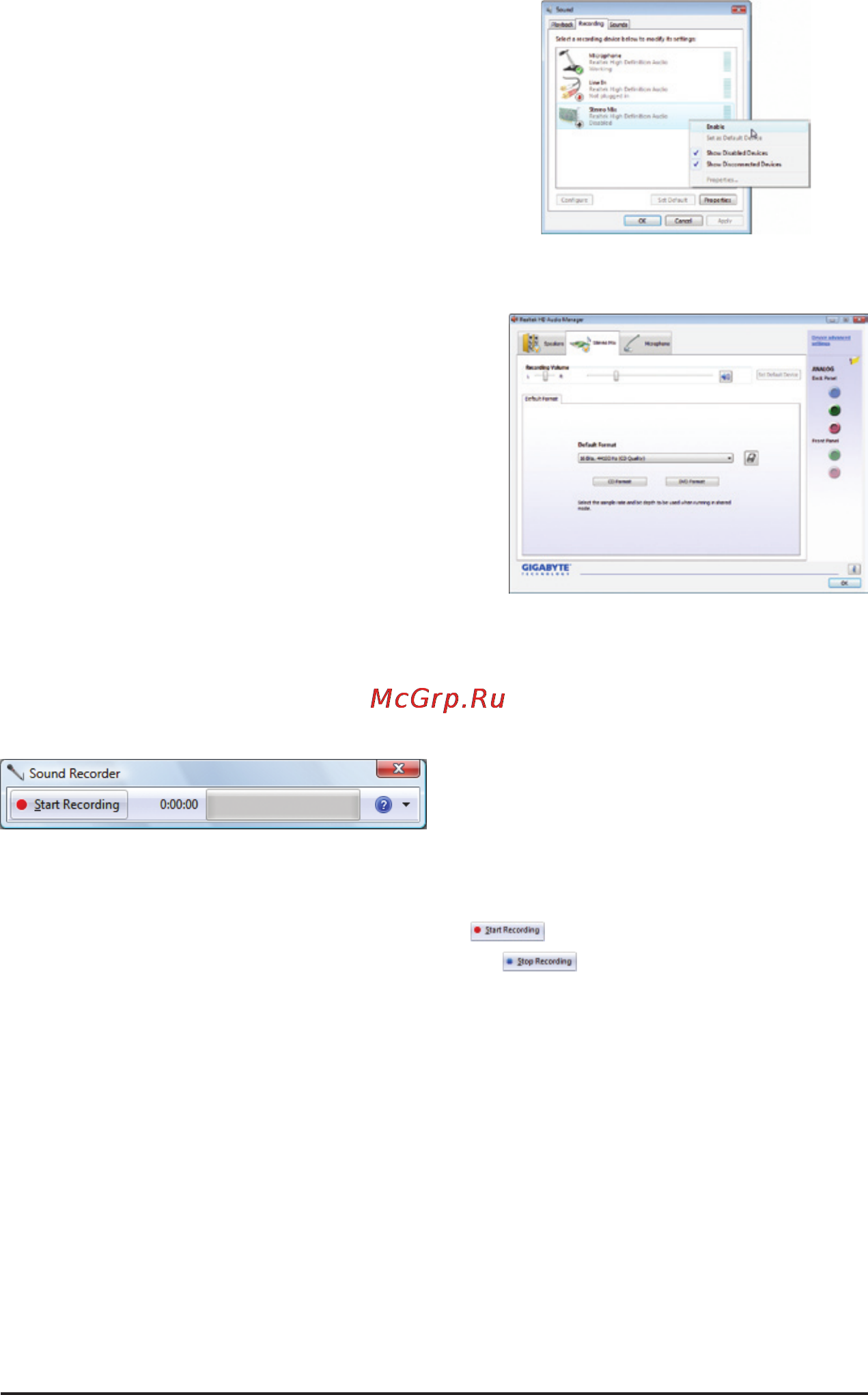 Gigabyte GA-H55M-S2V  (REV. 1.3) [72/80] 1 3 using the sound recorder