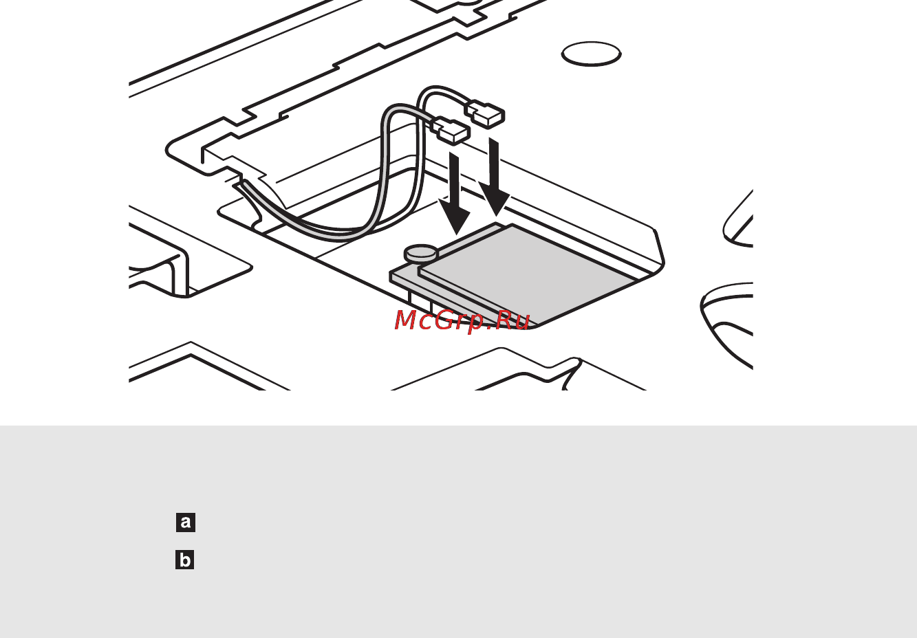 Lenovo IdeaPad G5045 (80E3006TRK) [48/52] Подключите два кабеля беспроводной лвс черный и серый