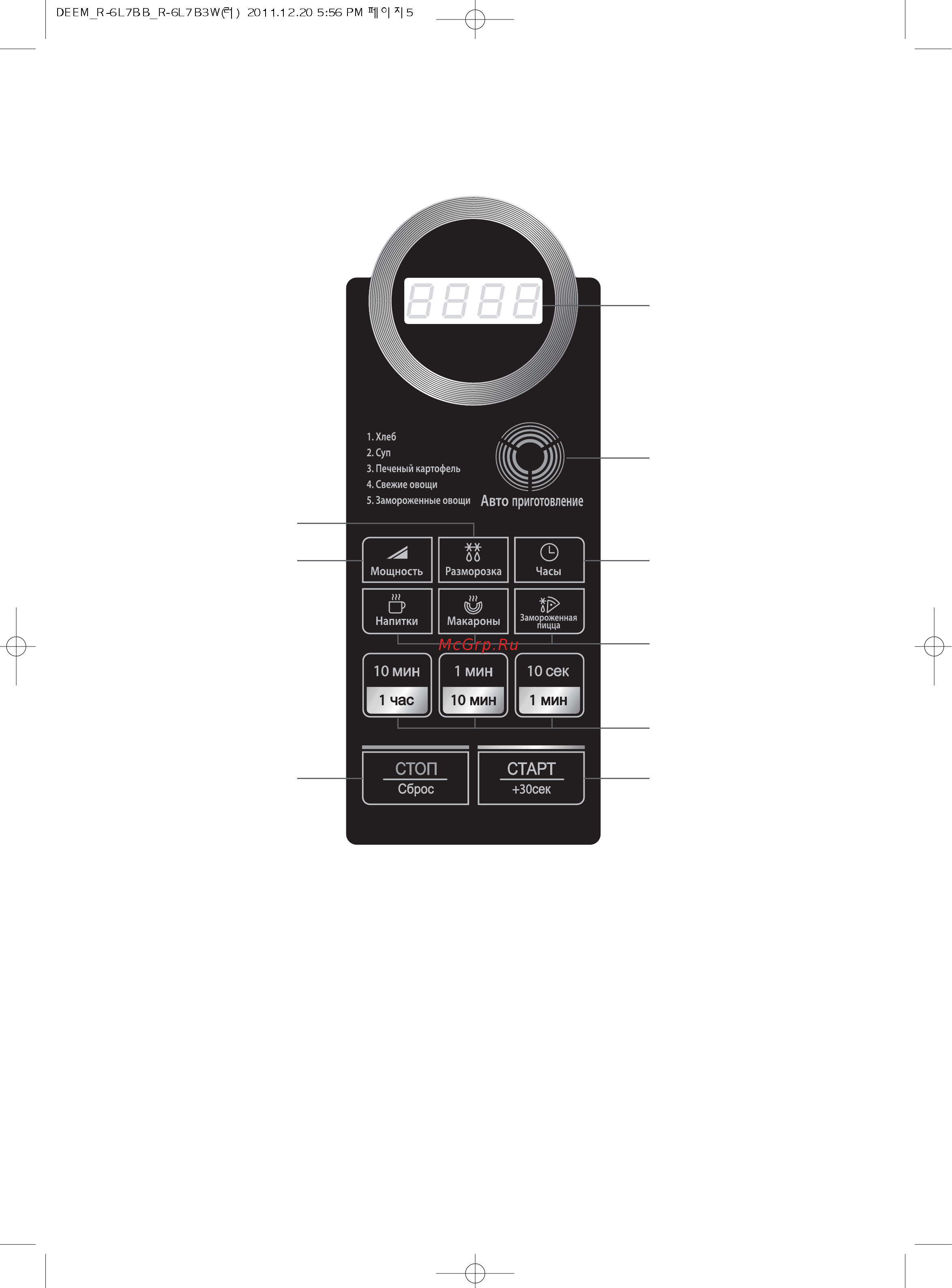 Daewoo Electronics KOR-6L7BB [7/37] Внешний вид и особенности печи продолжение