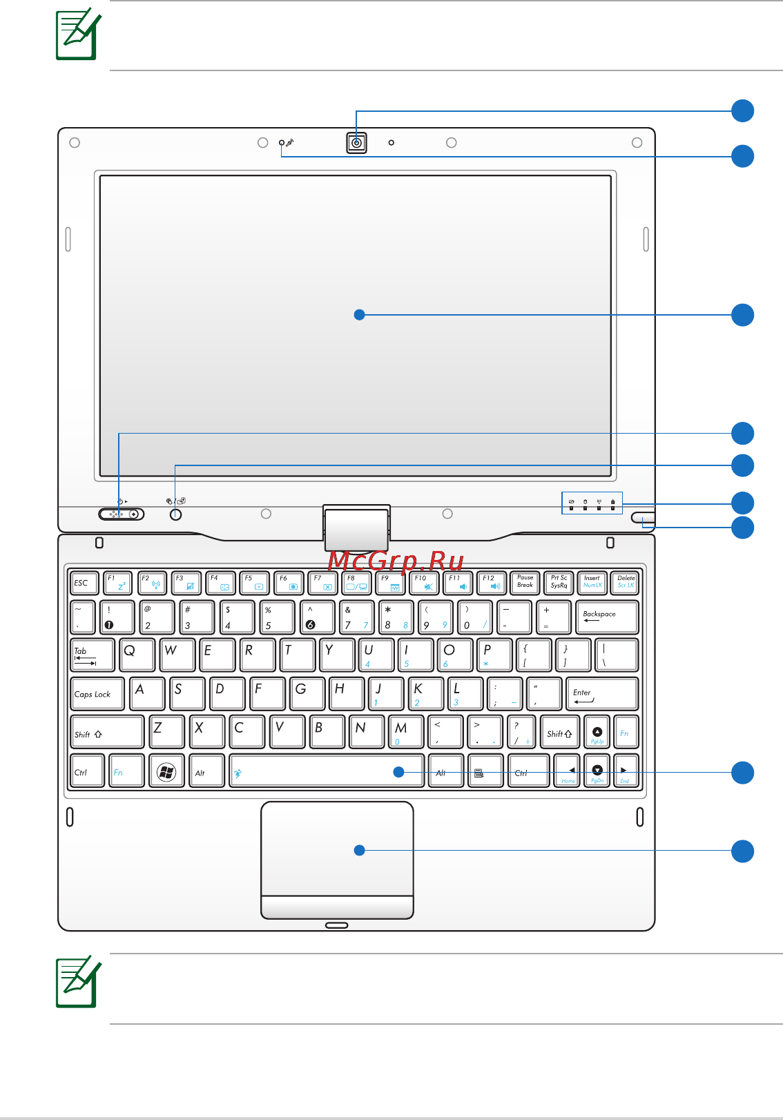 Asus EEE PC T101MT [10/68] Верхняя сторона