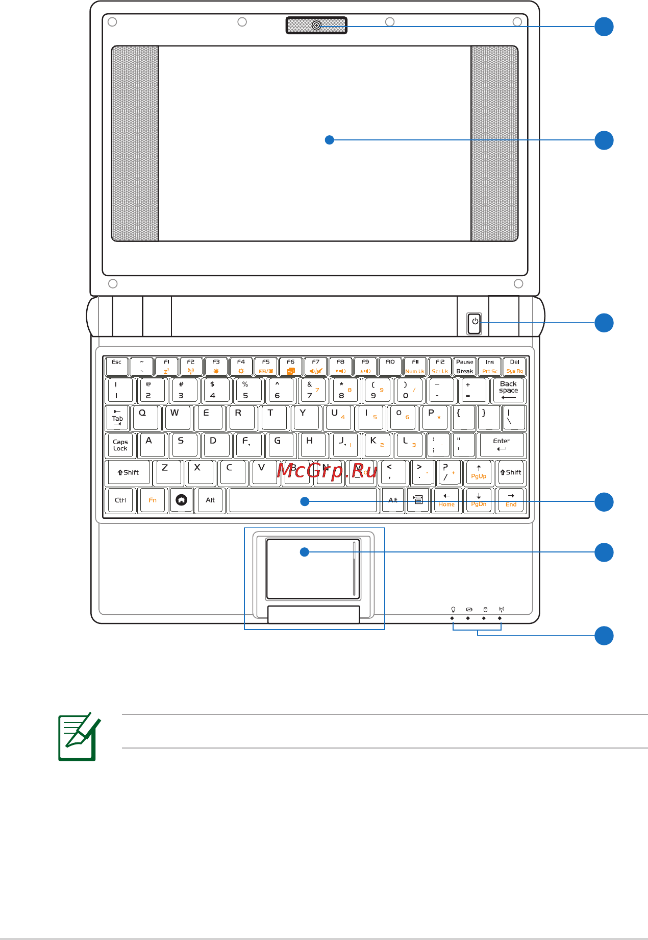 Asus EEE PC 2G SURF(700X) [12/38] Верхняя сторона
