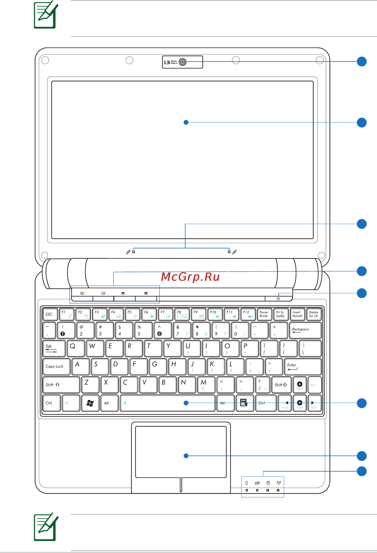 Asus EEEPC 1000HE [14/86] Верхняя сторона