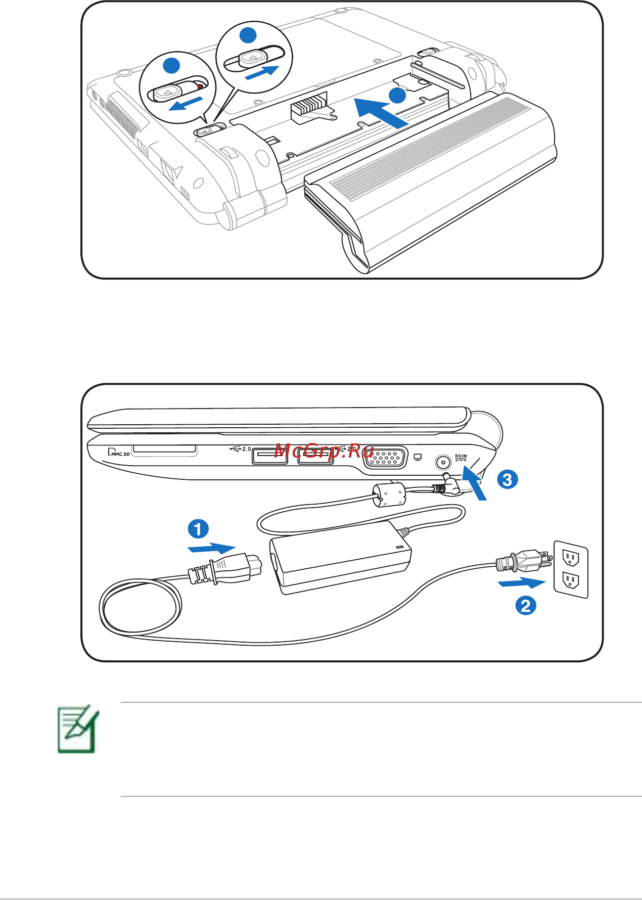 Asus EEEPC 901 [10/83] Подключите блок питания